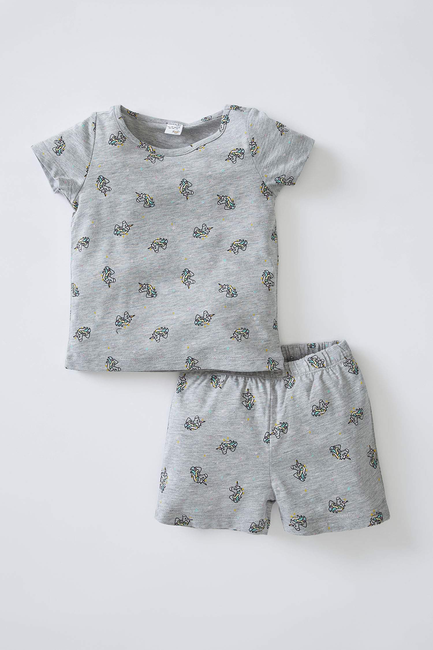 Unisex Unicorn Desenli Kısa Kollu Pijama Takımı