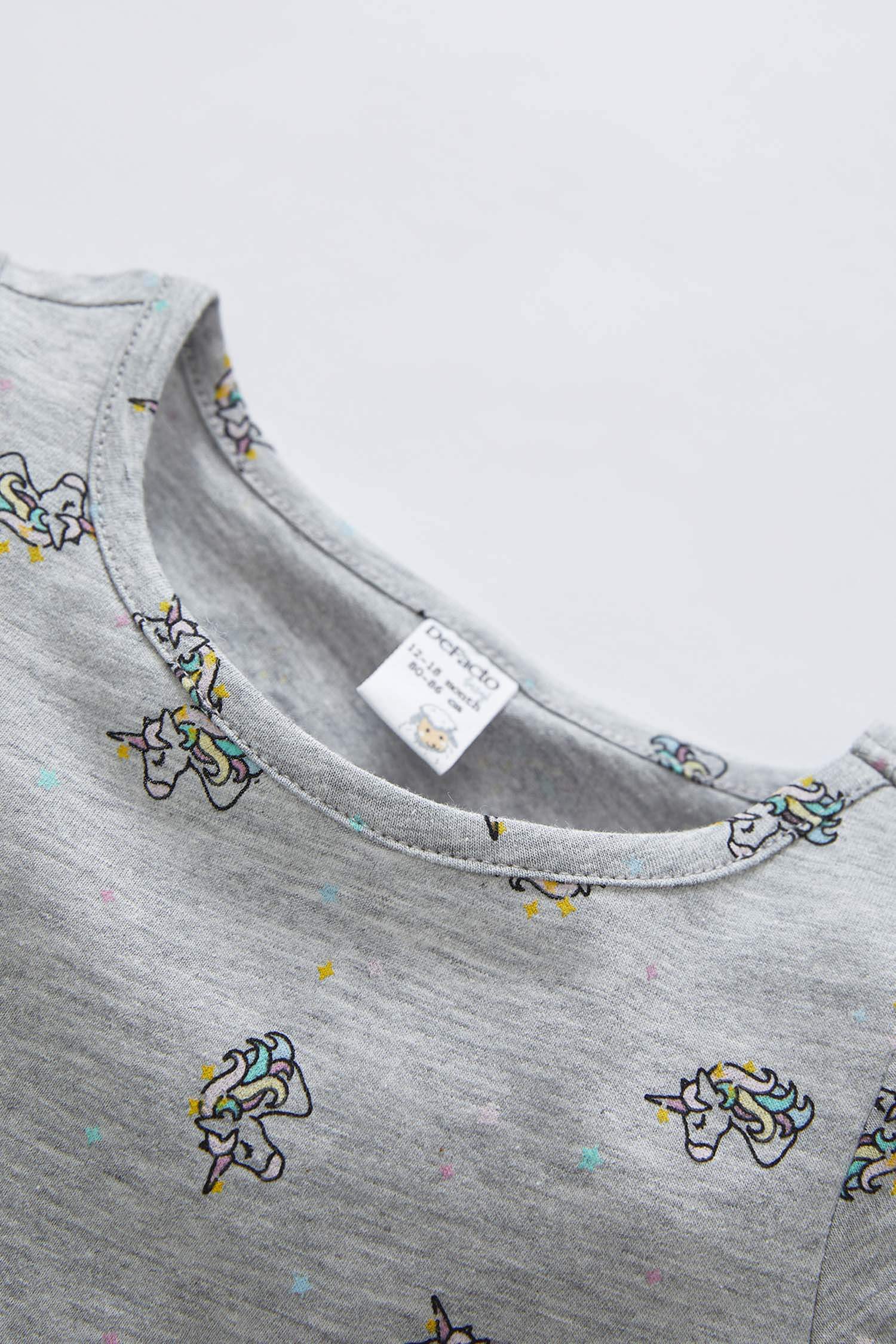 Unisex Unicorn Desenli Kısa Kollu Pijama Takımı