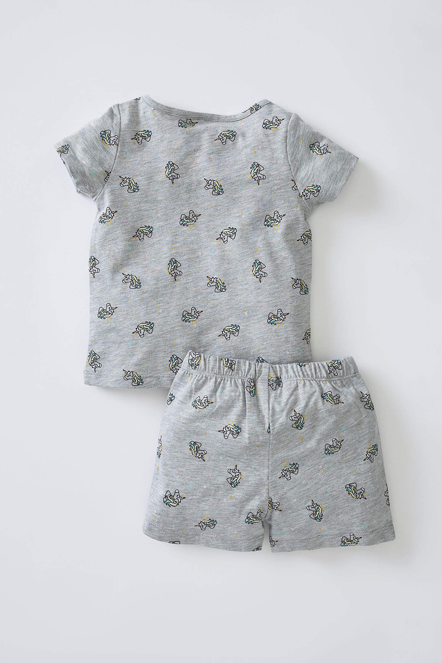 Unisex Unicorn Desenli Kısa Kollu Pijama Takımı