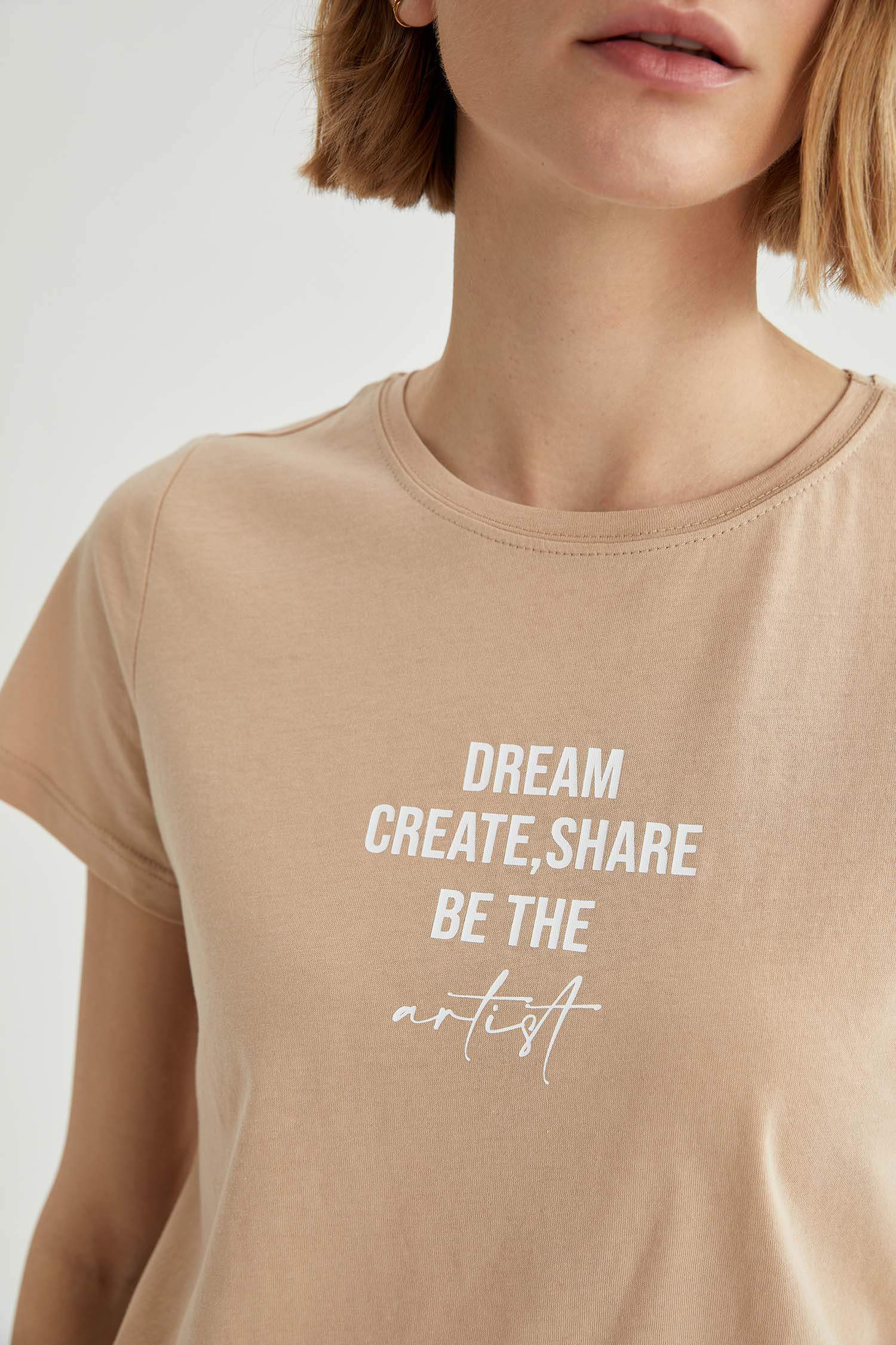 Slogan Baskılı Pamuklu Relax Fit Kısa Kollu Tişört