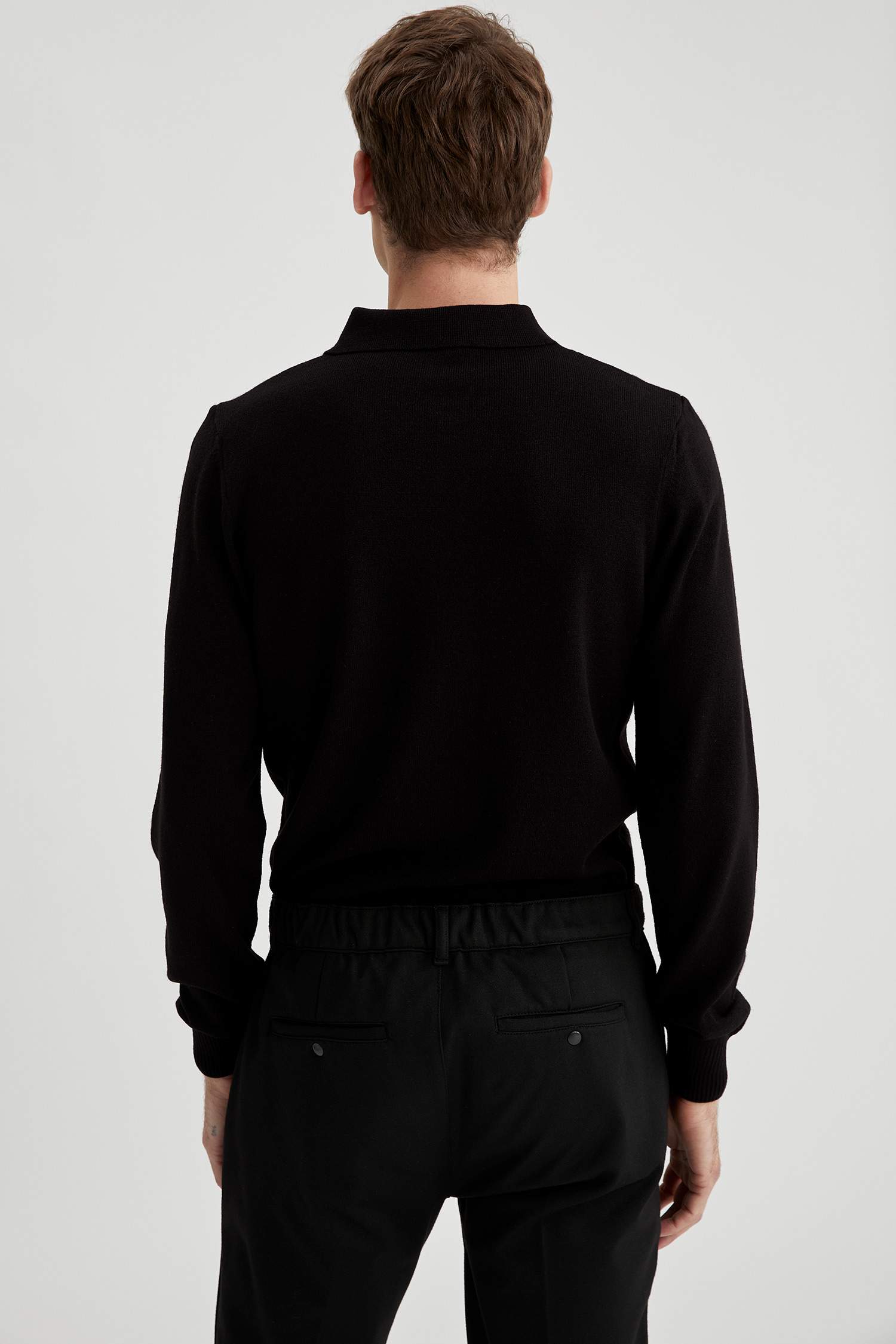 Slim Fit Polo Yaka Basic Triko Kazak