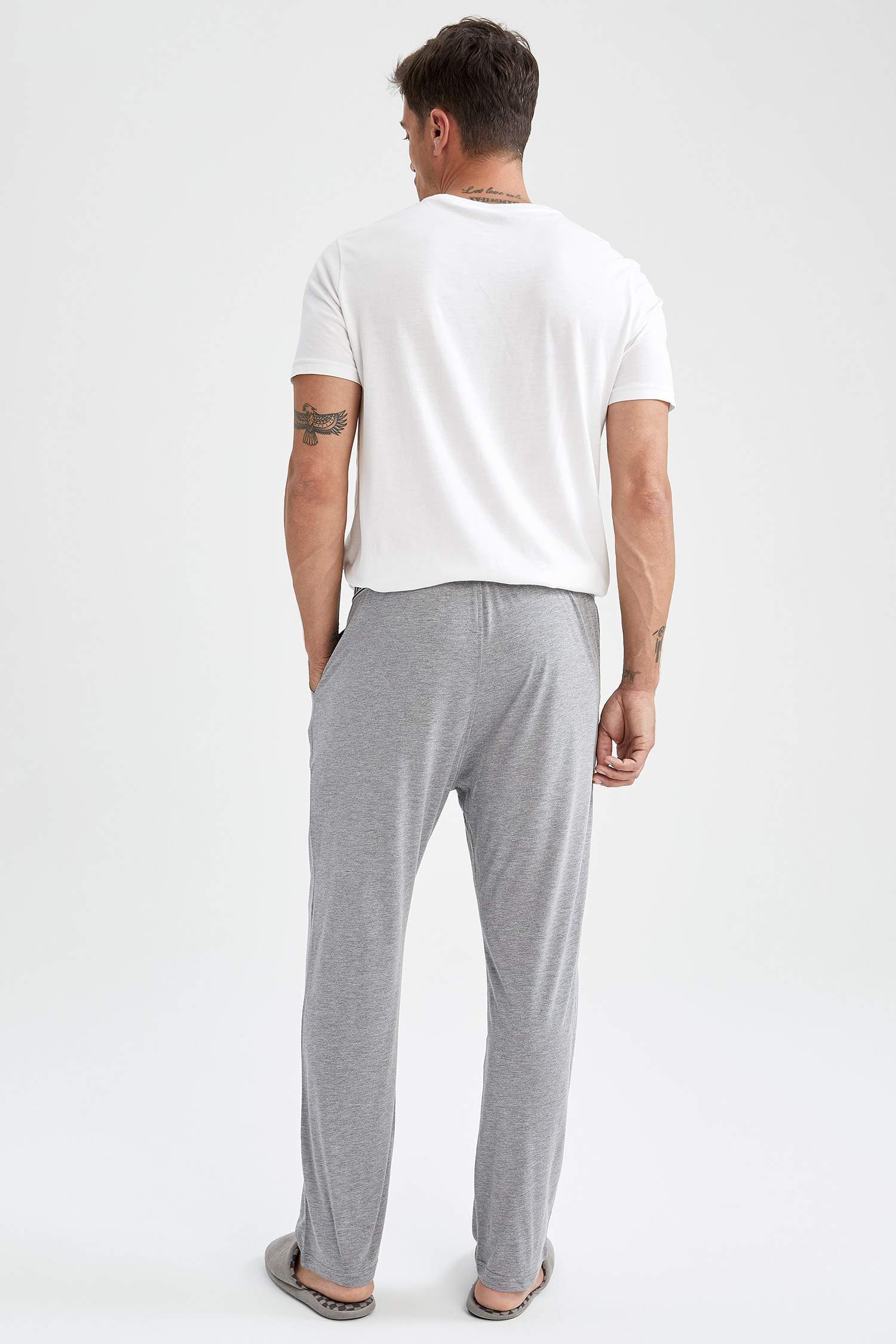 Relax Fit Beli Yazı Detaylı Pijama Altı