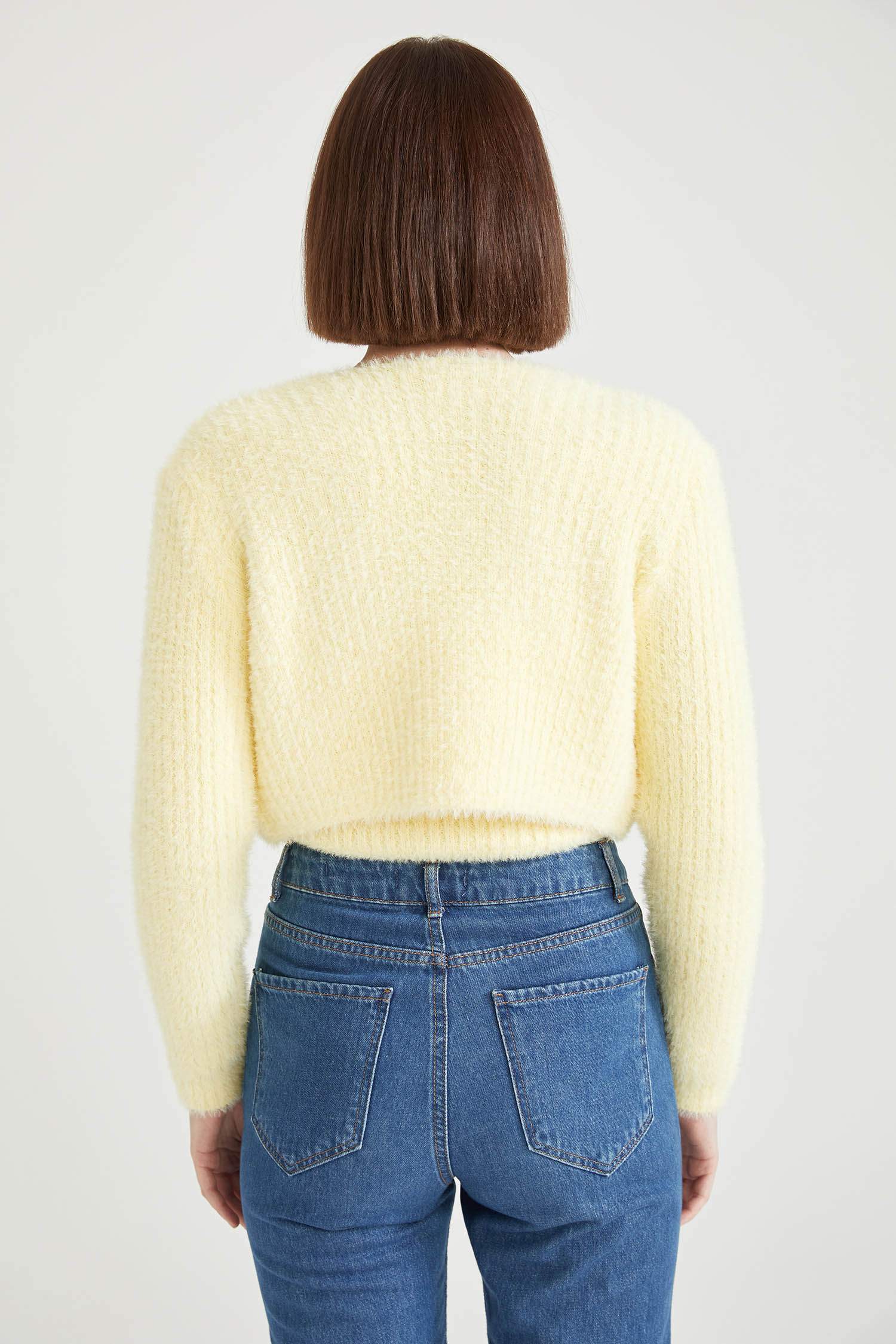 Pelüş Relax Fit Crop Hırka