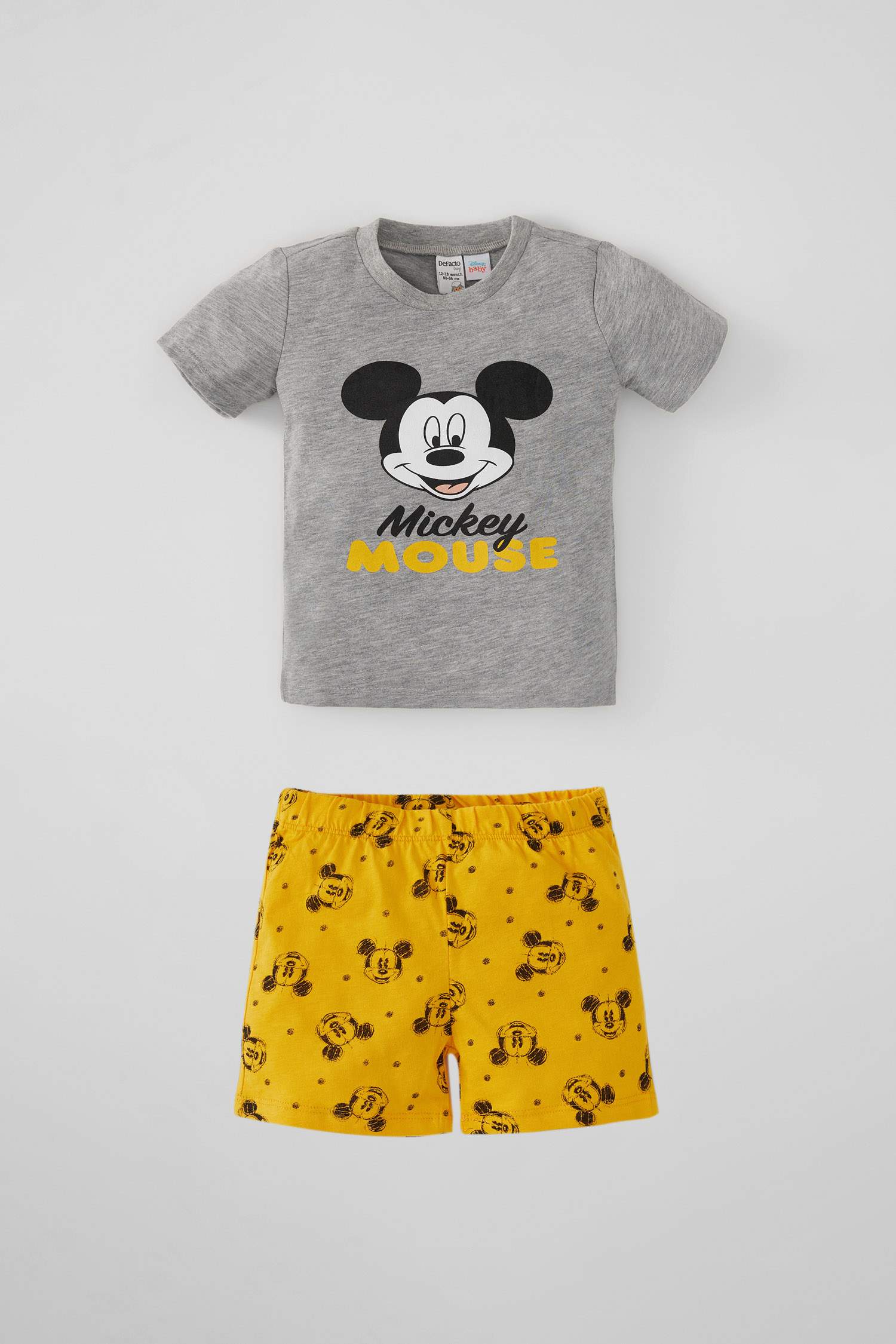 Erkek Bebek Mickey Mouse Lisanslı Pamuklu Kısa Kollu Pijama Takımı