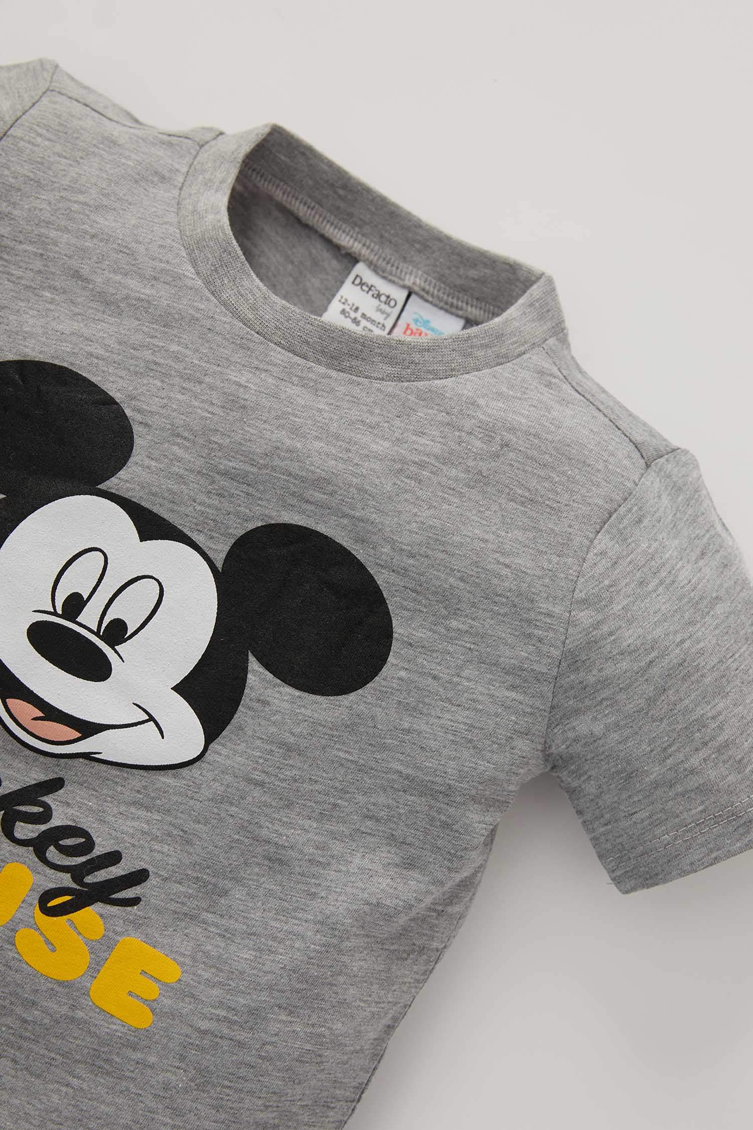 Erkek Bebek Mickey Mouse Lisanslı Pamuklu Kısa Kollu Pijama Takımı