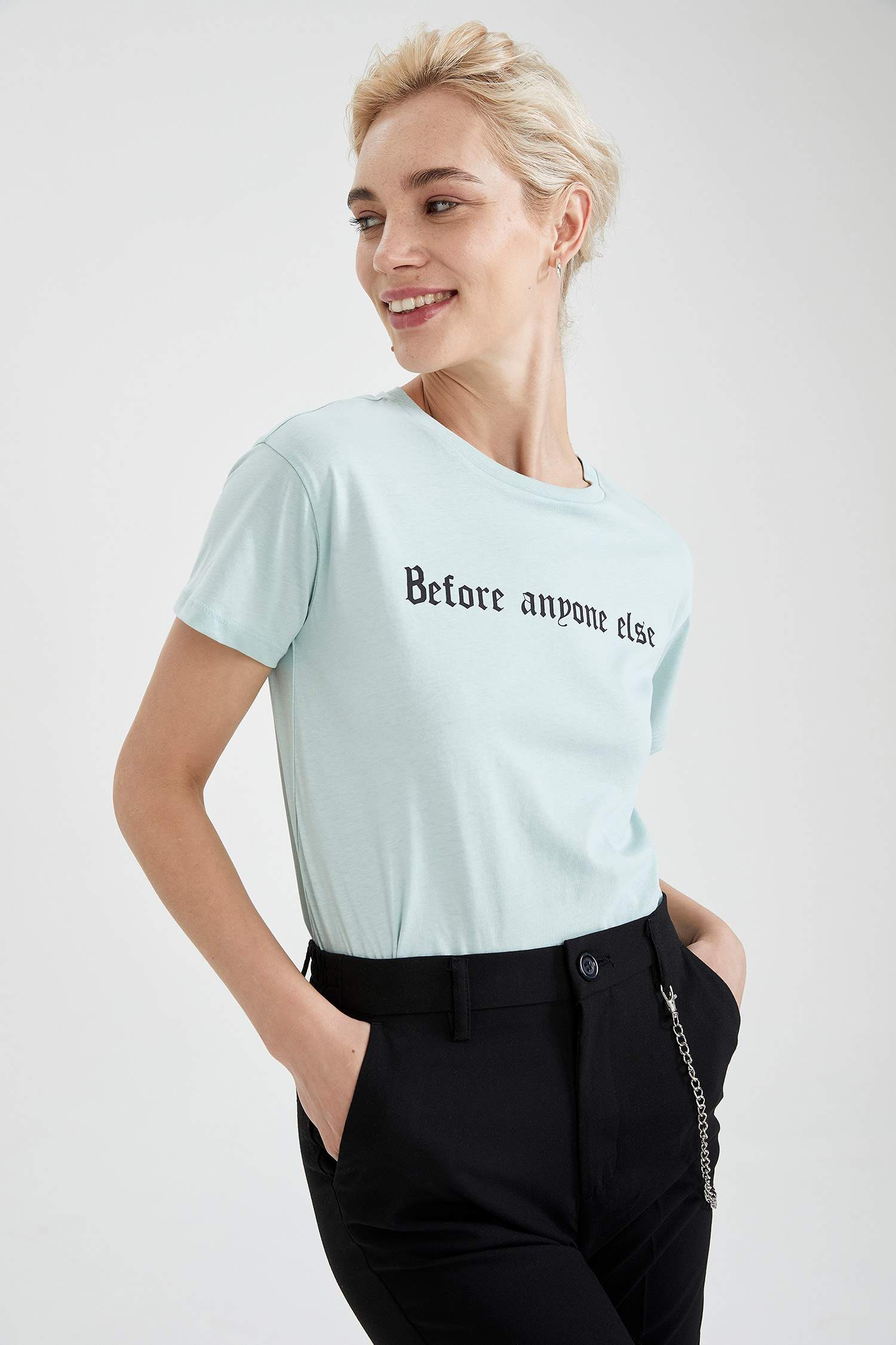 Slogan Baskılı Pamuklu Relax Fit Kısa Kollu Tişört