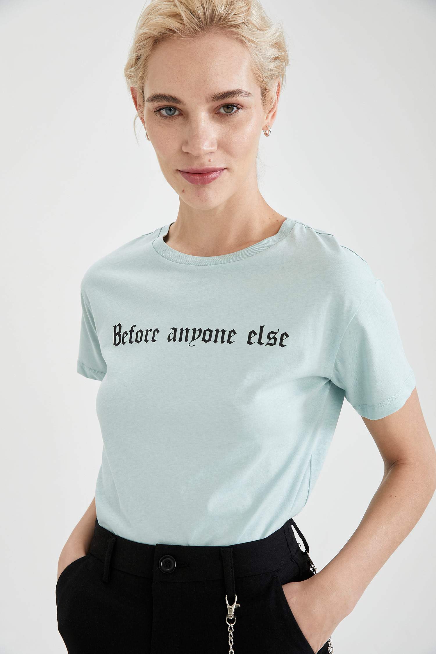 Slogan Baskılı Pamuklu Relax Fit Kısa Kollu Tişört