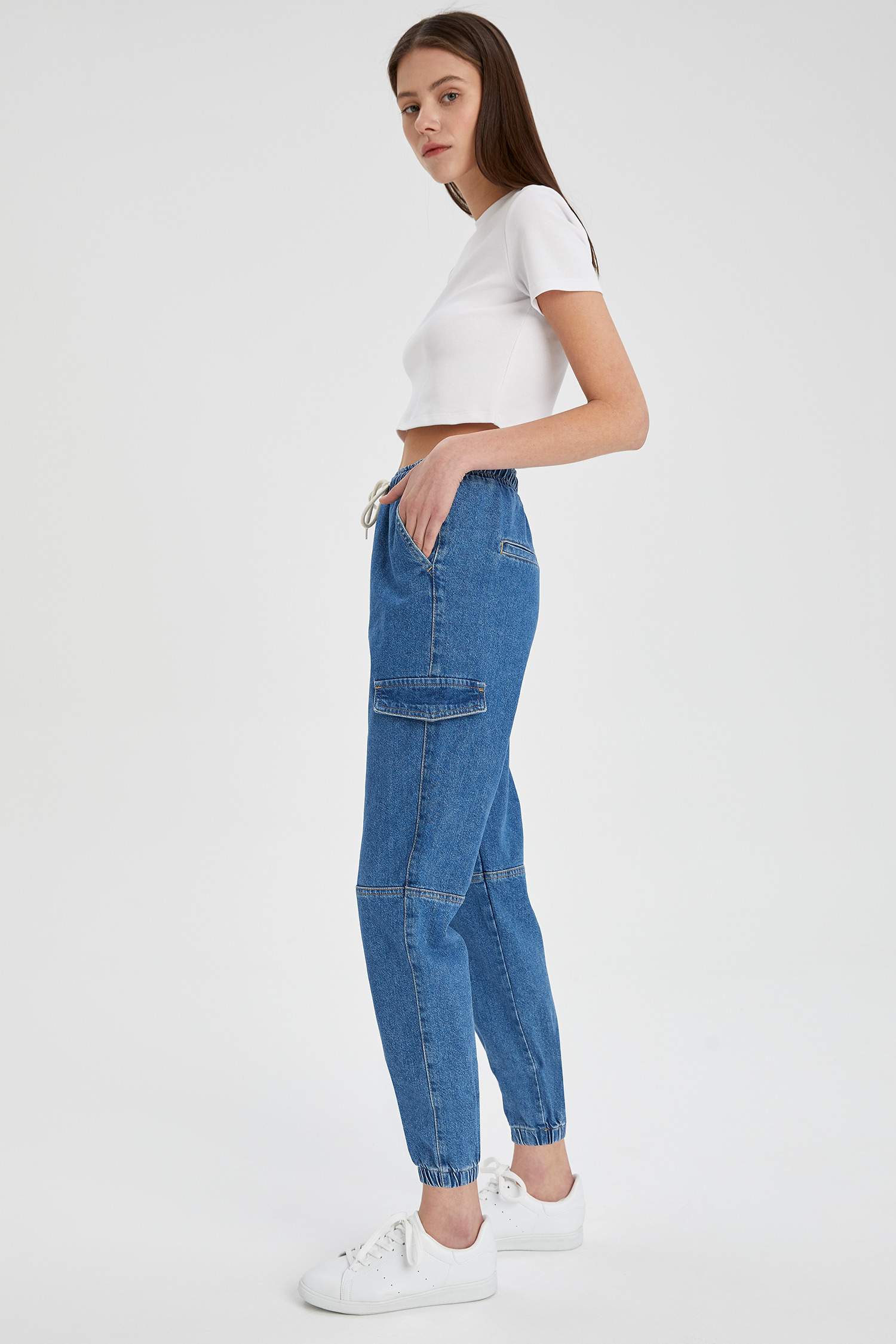 Cep Detaylı Jean Jogger Pantolon