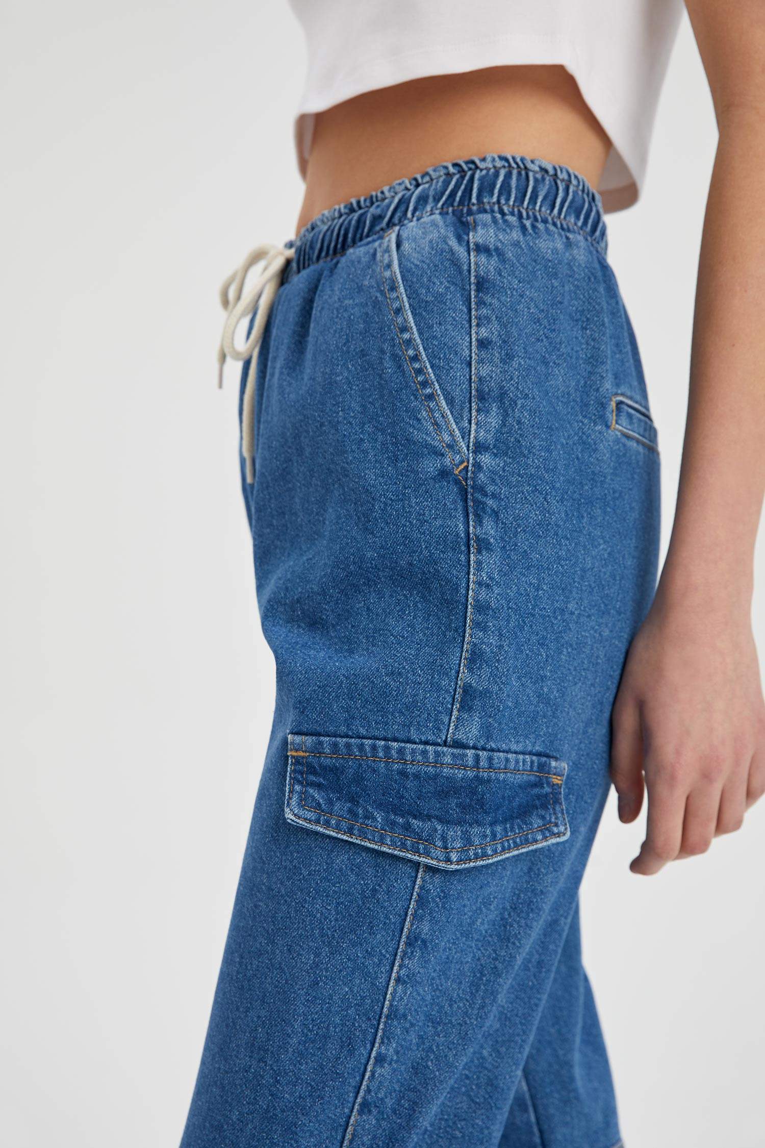 Cep Detaylı Jean Jogger Pantolon