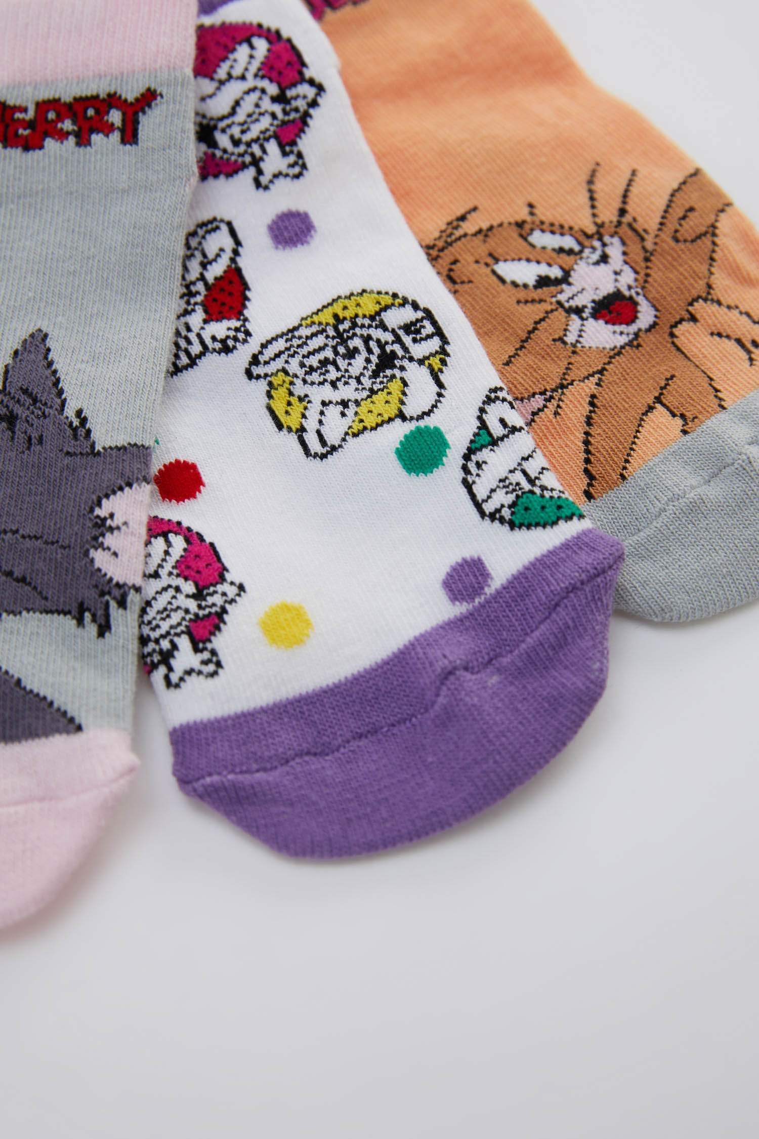 Kız Çocuk Tom & Jerry Lisanslı 3'lü Patik Çorap