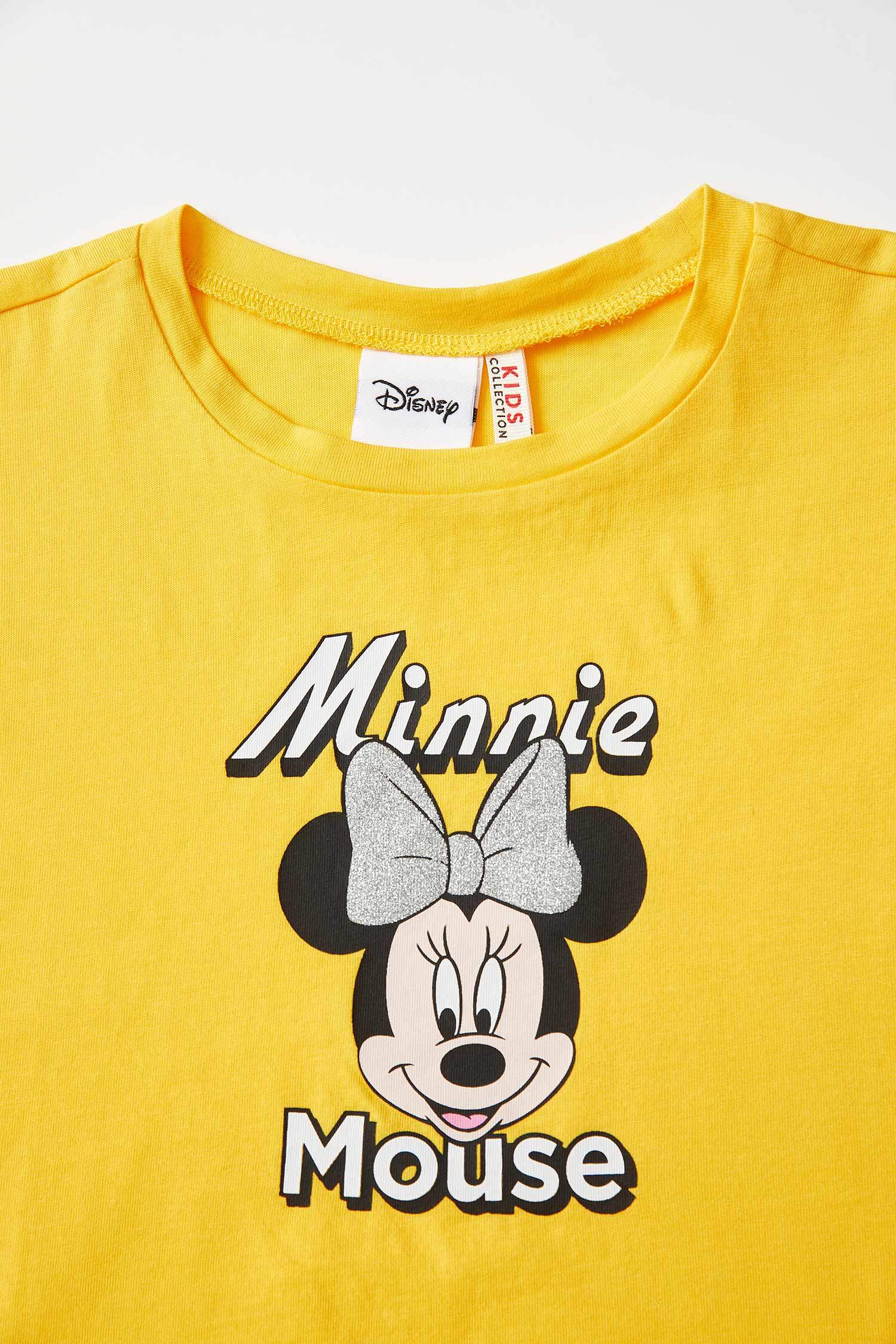 Kız Çocuk Minnie Mouse Lisanslı Crop Kısa Kollu Tişört