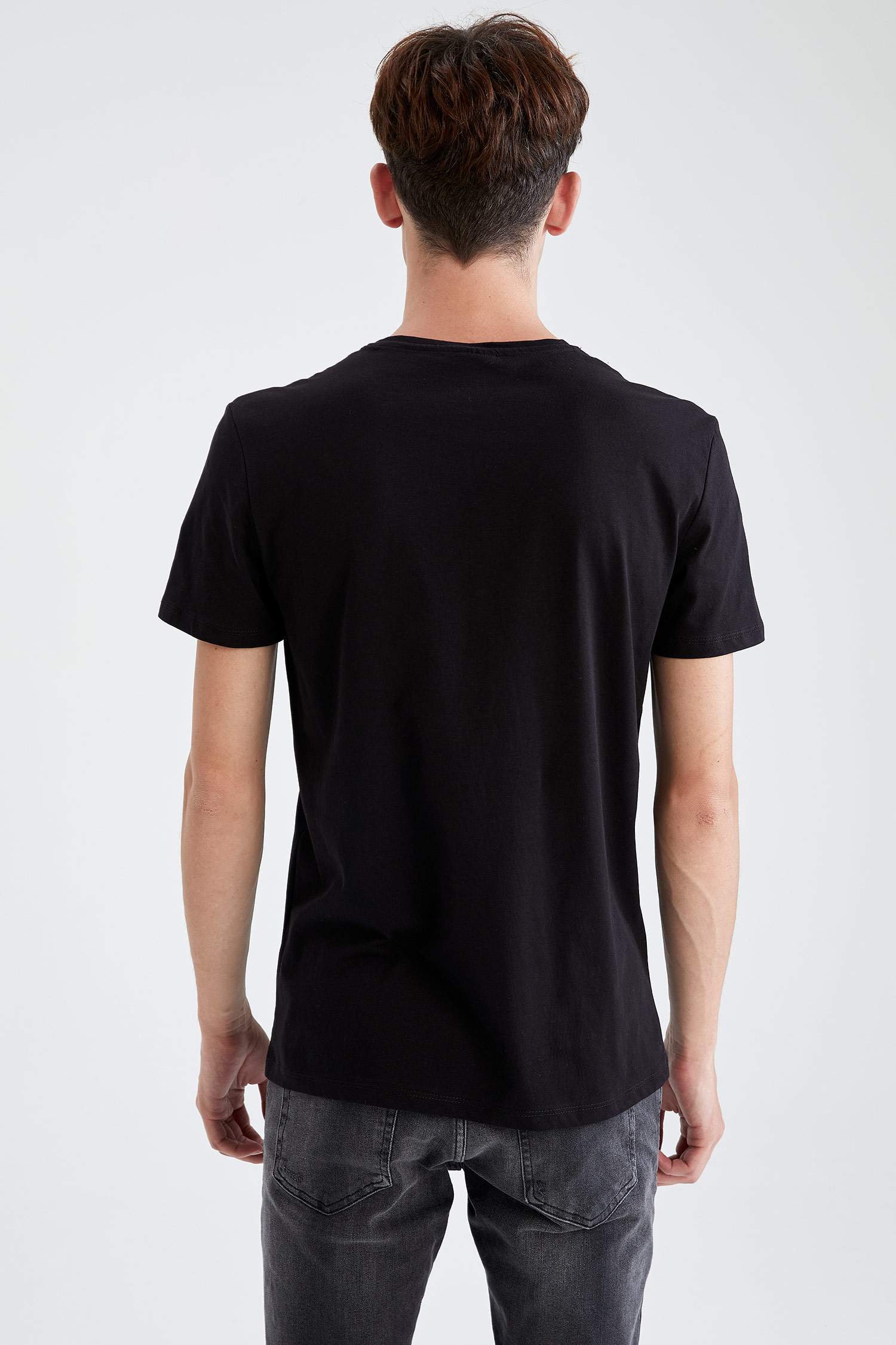 Slim Fit Bisiklet Yaka Baskılı Tişört