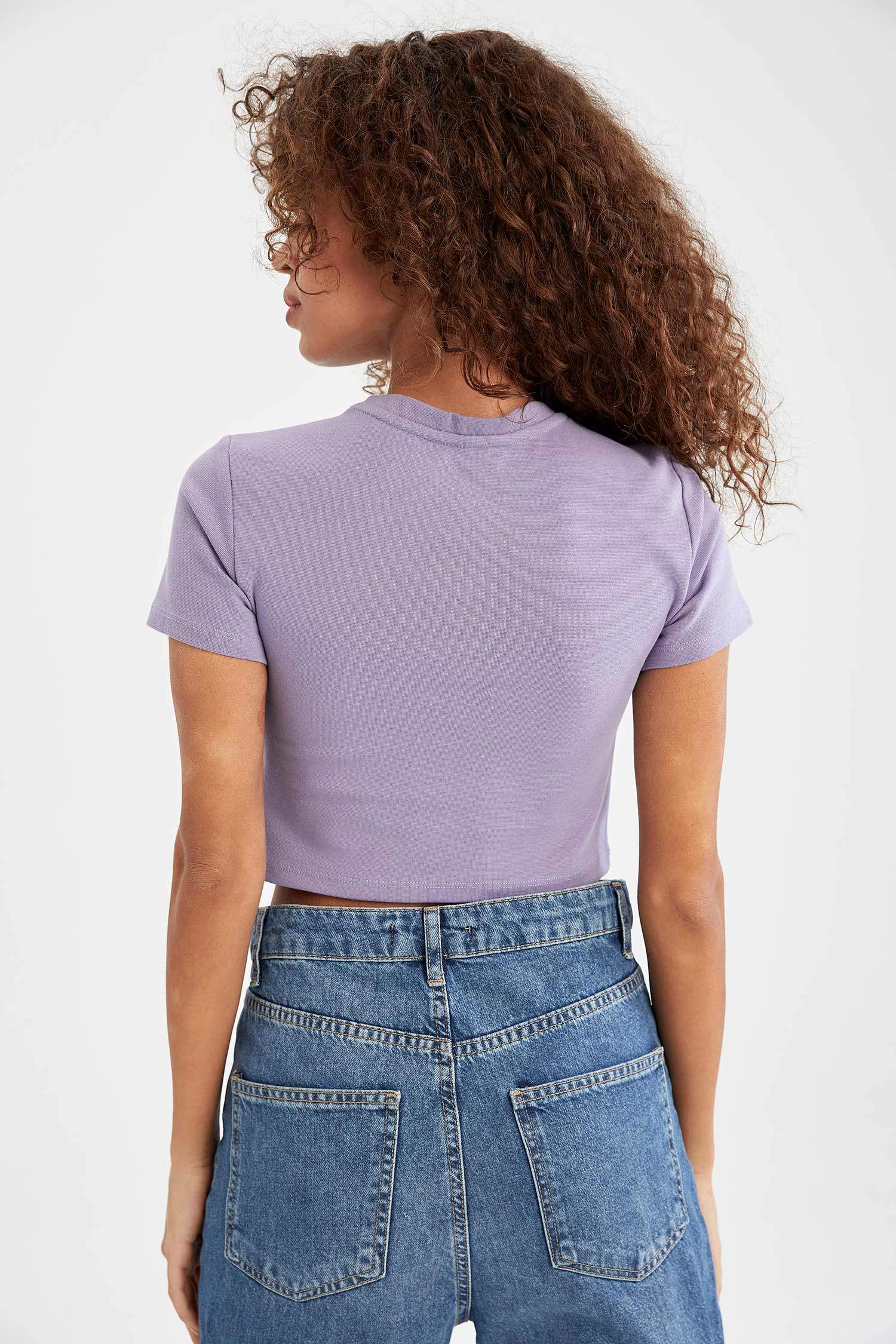 Coool Slim Fit Basic Kısa Kollu Crop Tişört