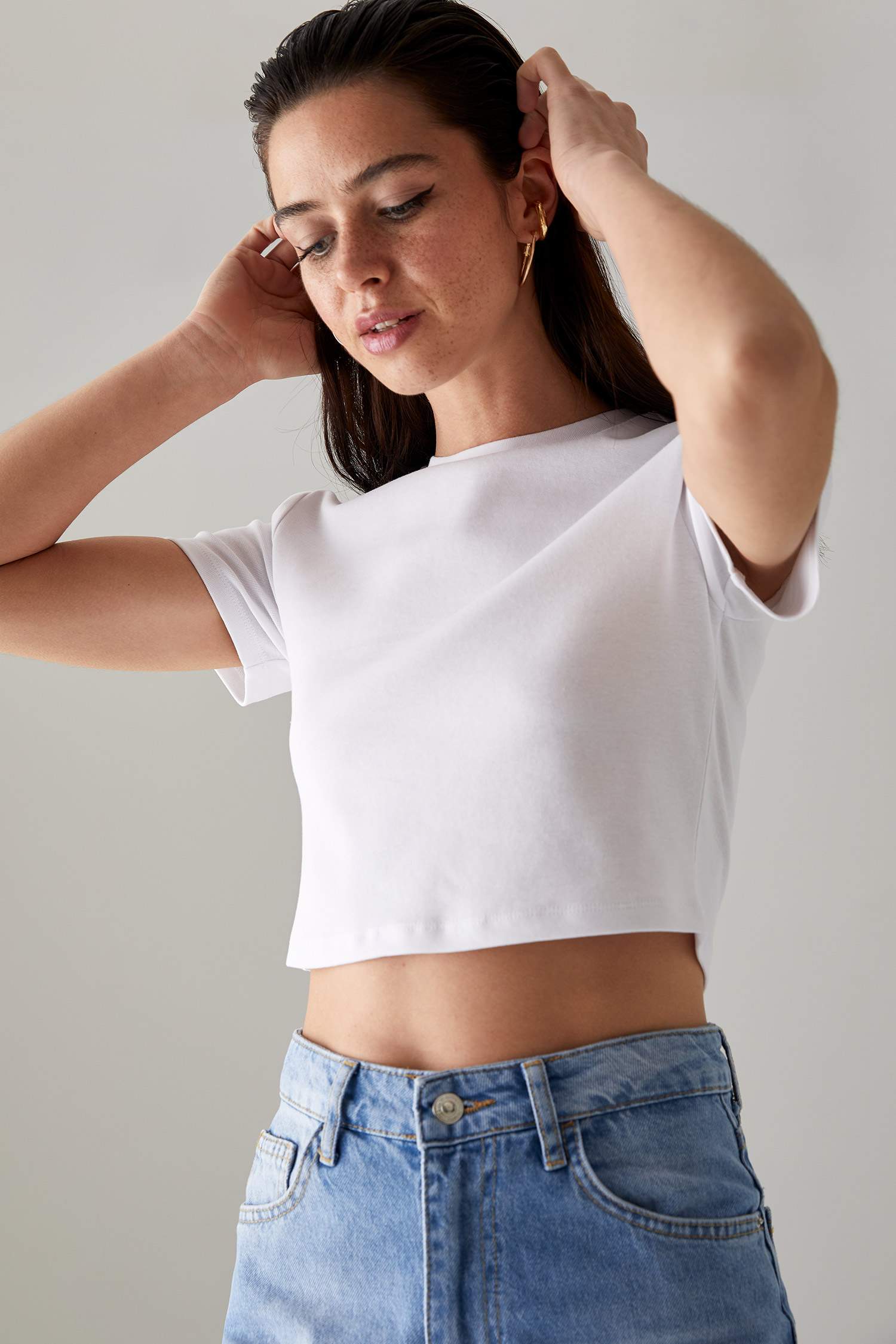 Coool Basic Slim Fit Kısa Kollu Crop Tişört
