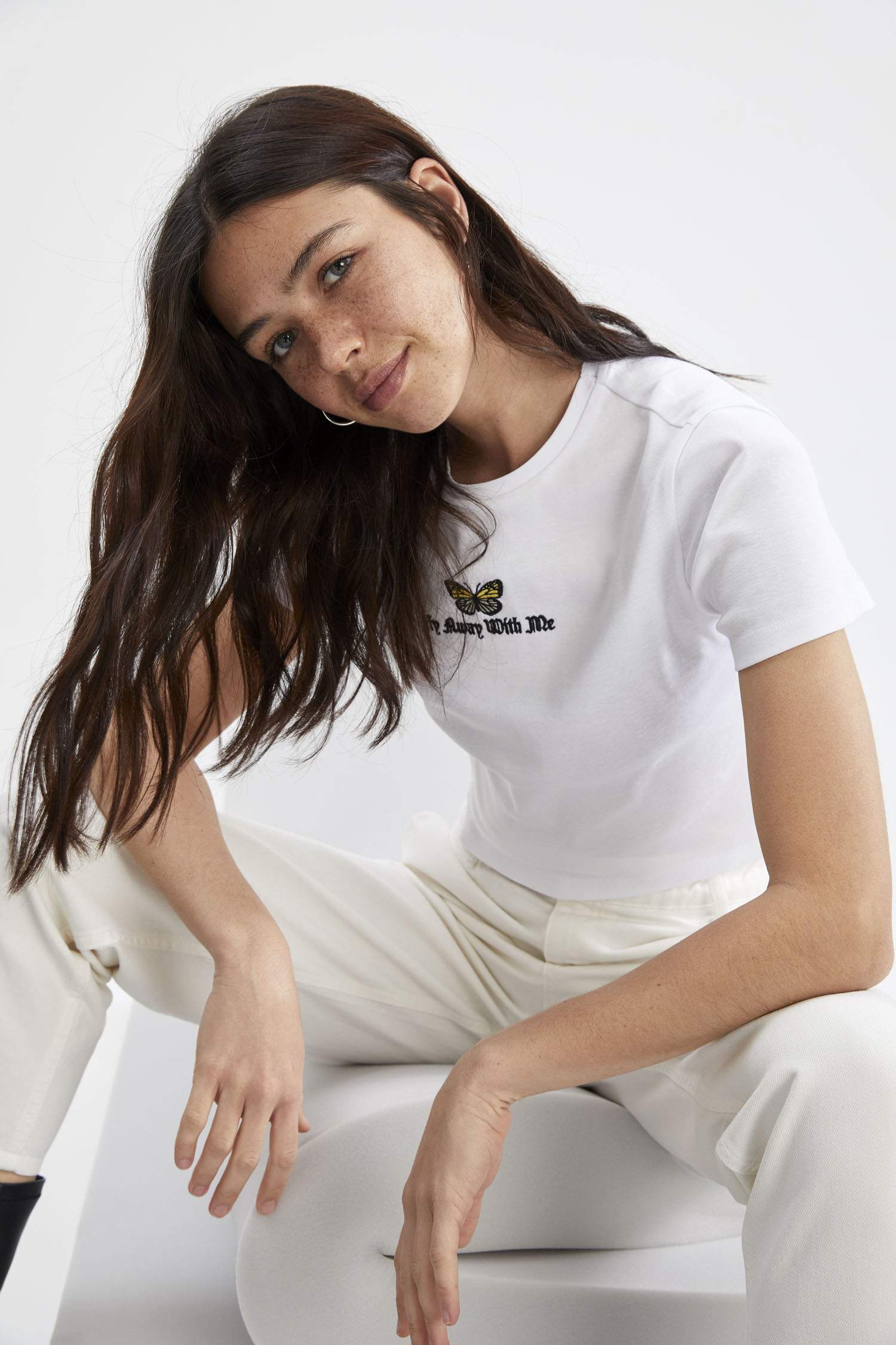 Coool Basic Slim Fit Kısa Kollu Crop Tişört
