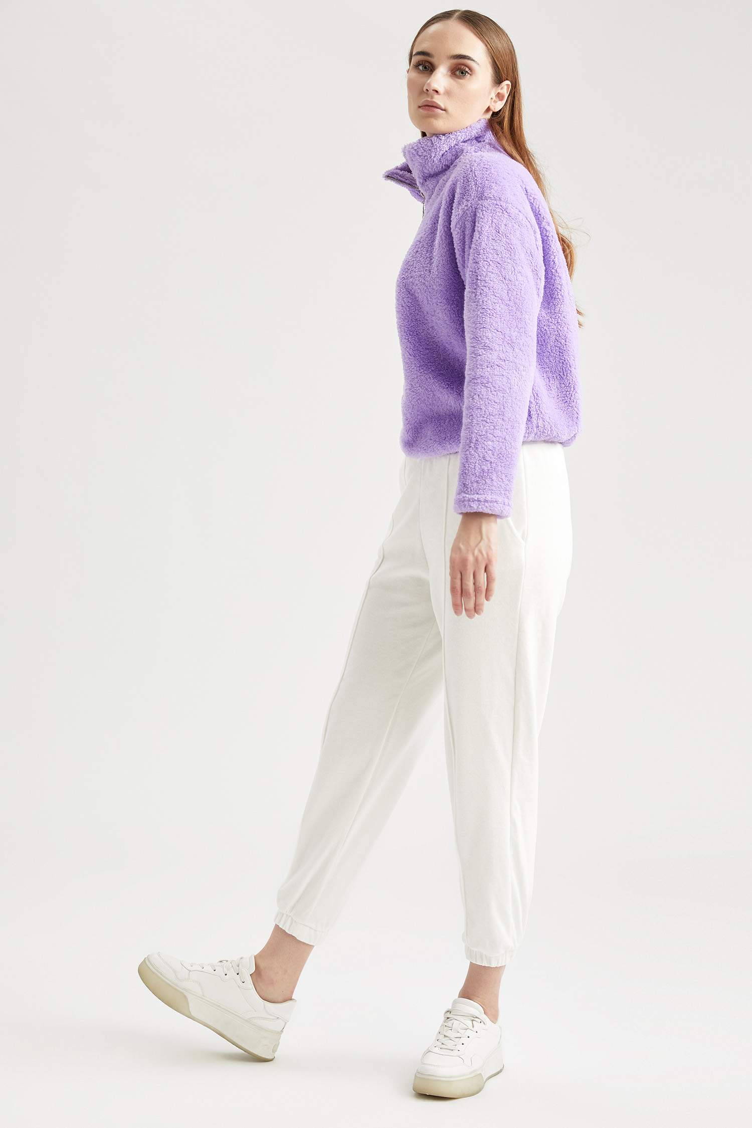 Pelüş Fermuarlı Relax Fit Sweatshirt