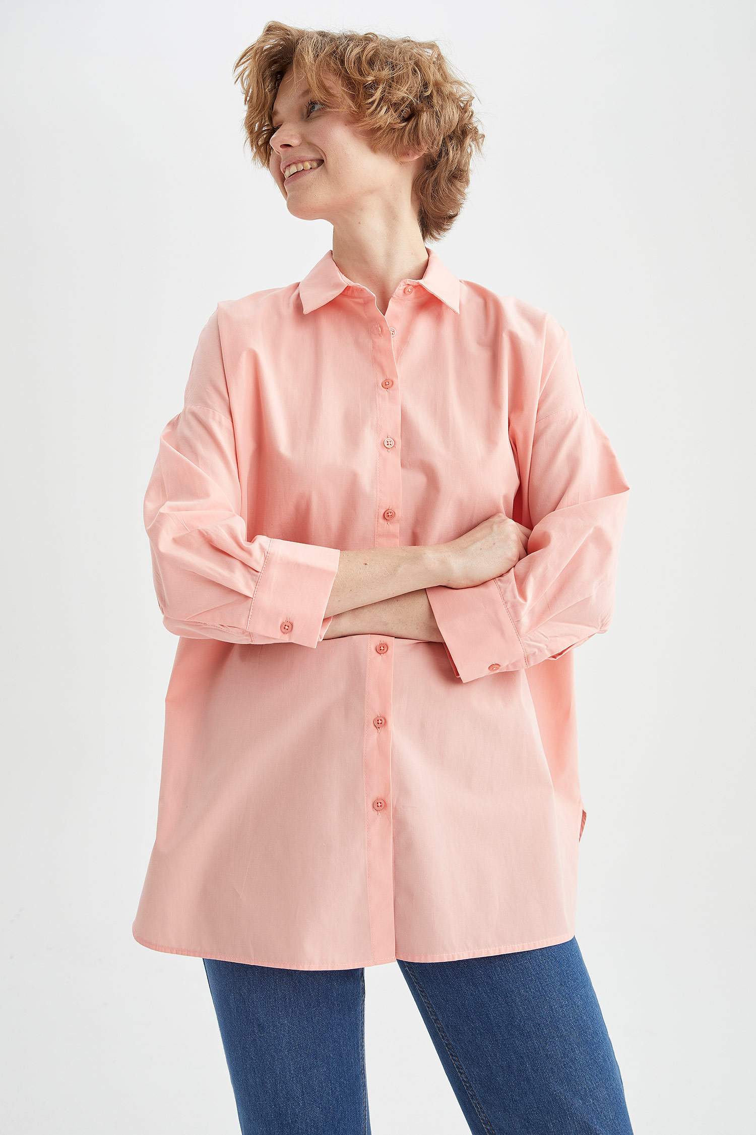 Beli Bağcık Detaylı Relax Fit Poplin Gömlek Tunik