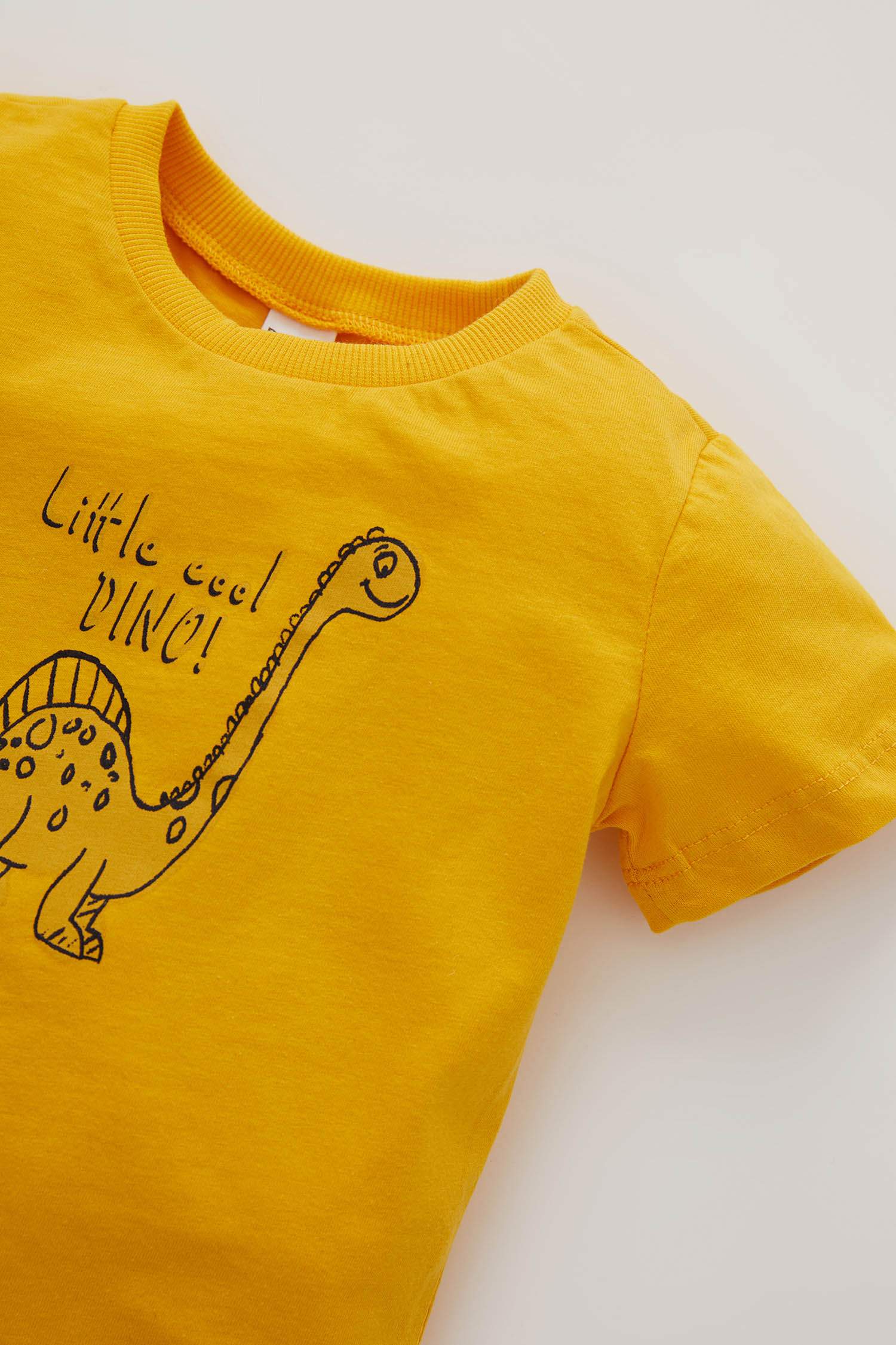 Erkek Bebek Dinozor Baskılı Pamuklu Kısa Kollu Tişört