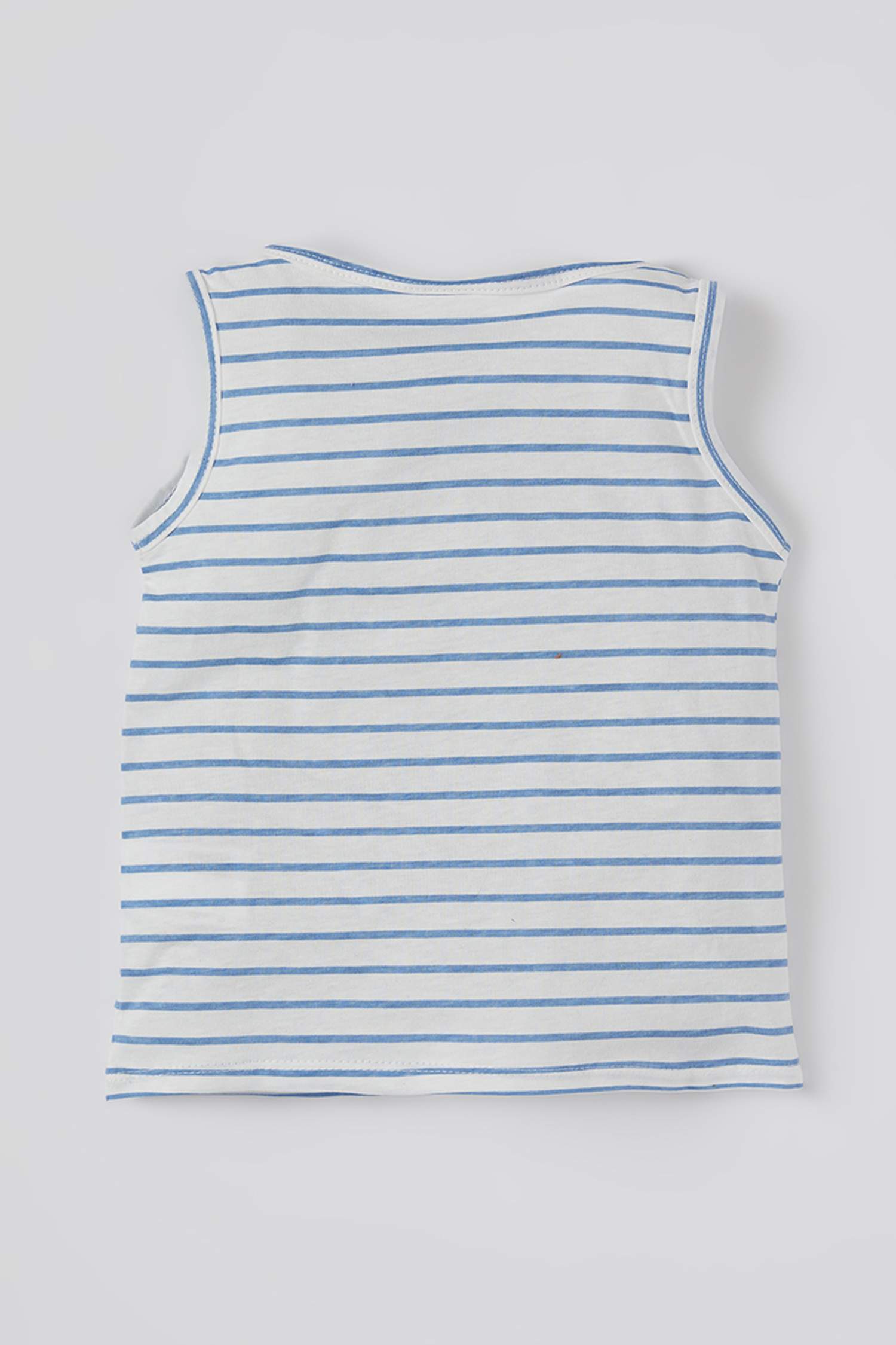 Unisex Çizgi Desenli Kolsuz Pamuklu Atlet