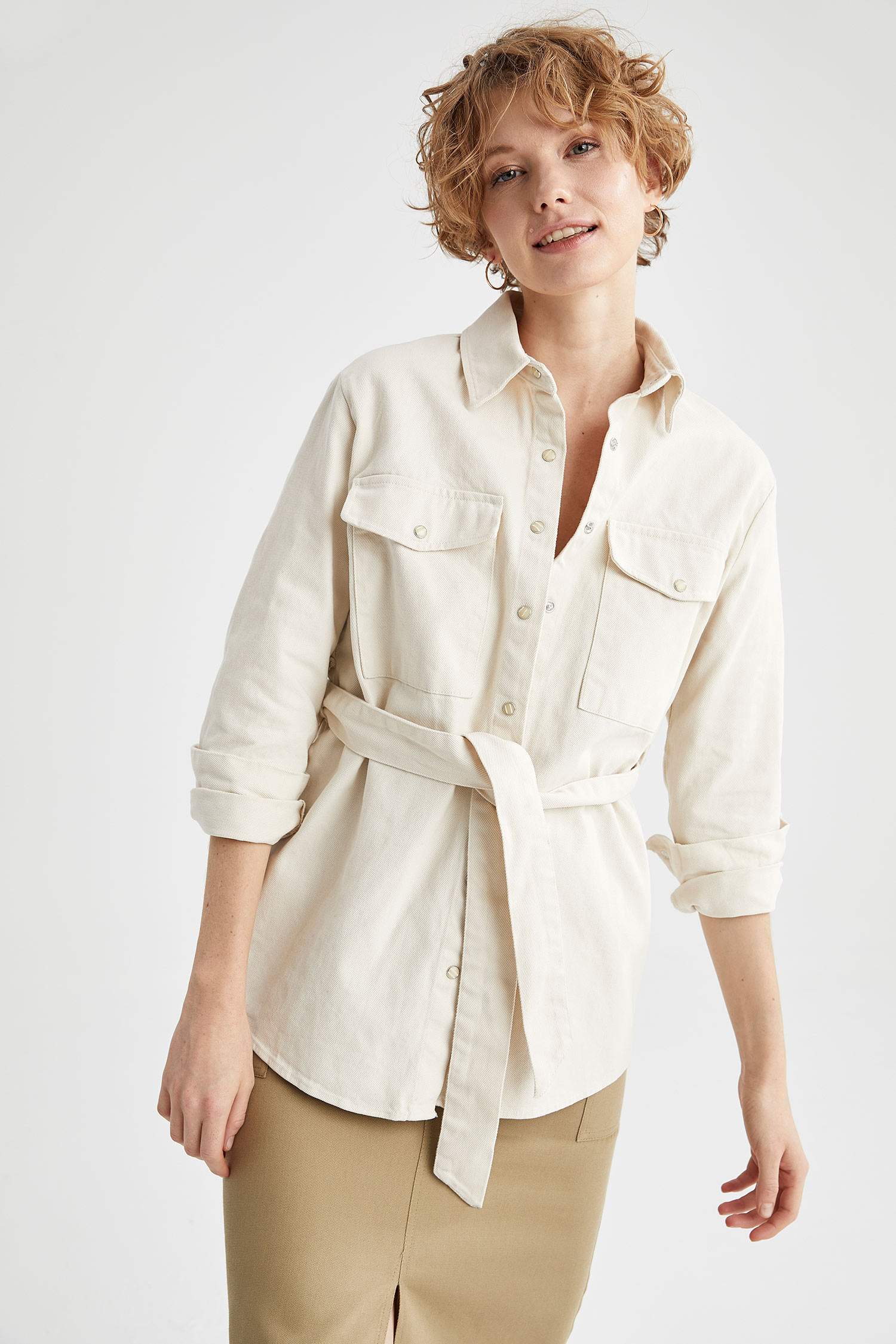 Kuşak Detaylı Relax Fit Tunik Ceket
