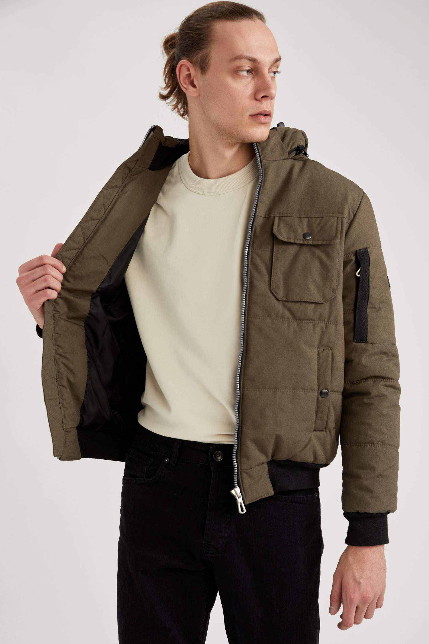 Slim Fit Kapüşonlu Pamuklu Mont
