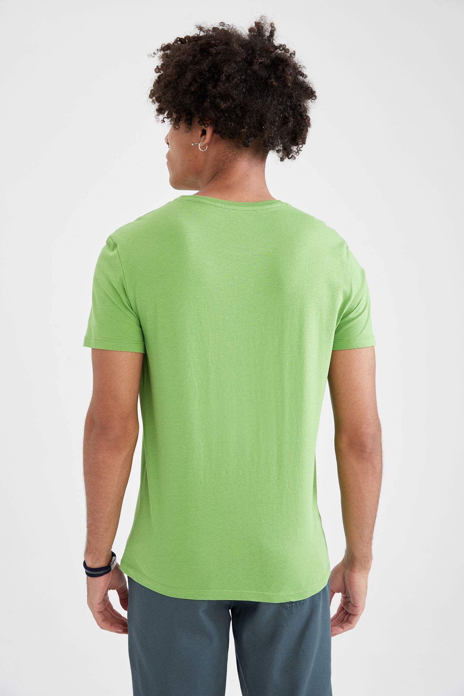 Slim Fit Bisiklet Yaka Baskılı Tişört