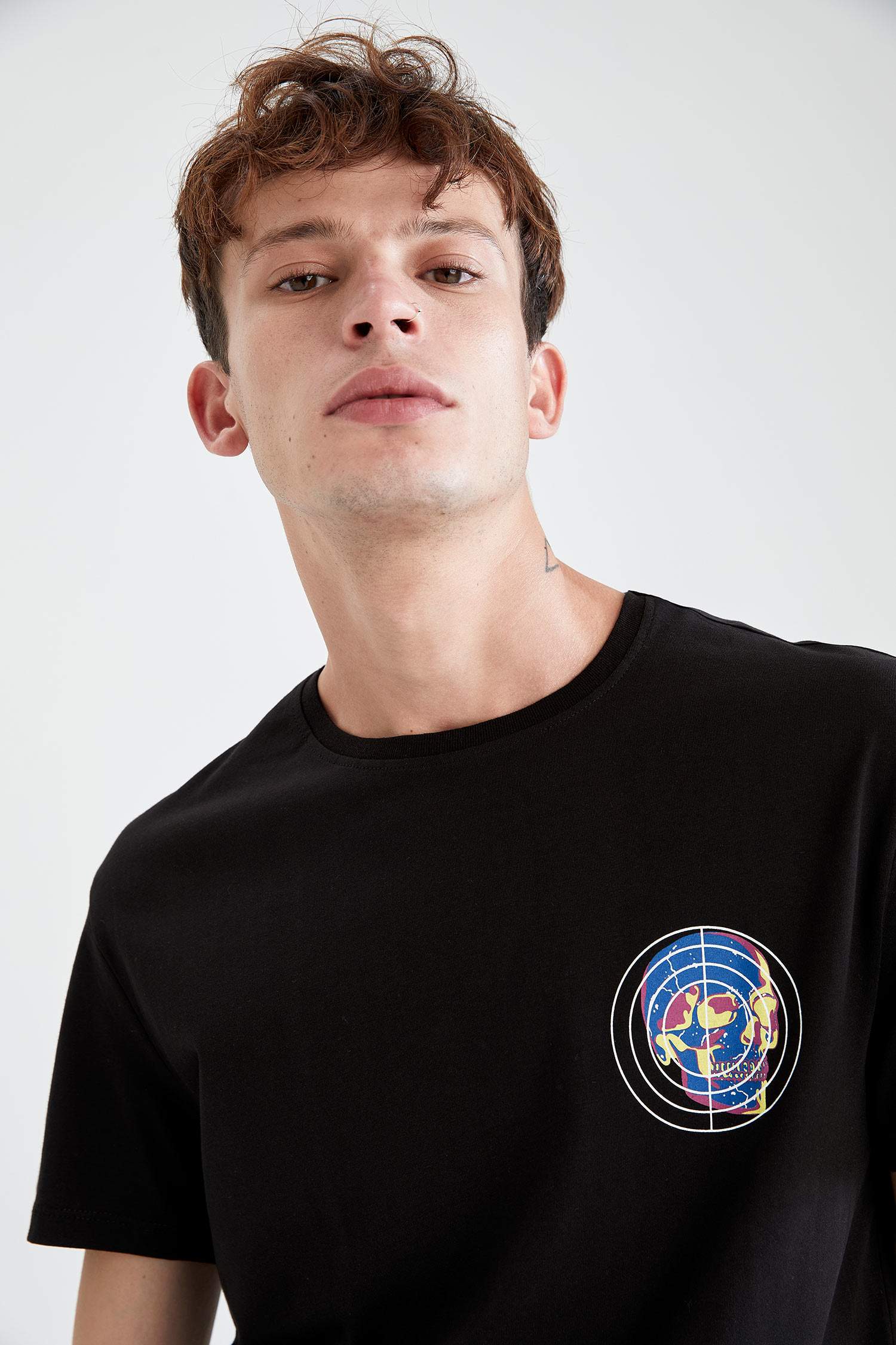 Regular Fit Bisiklet Yaka Baskılı Tişört