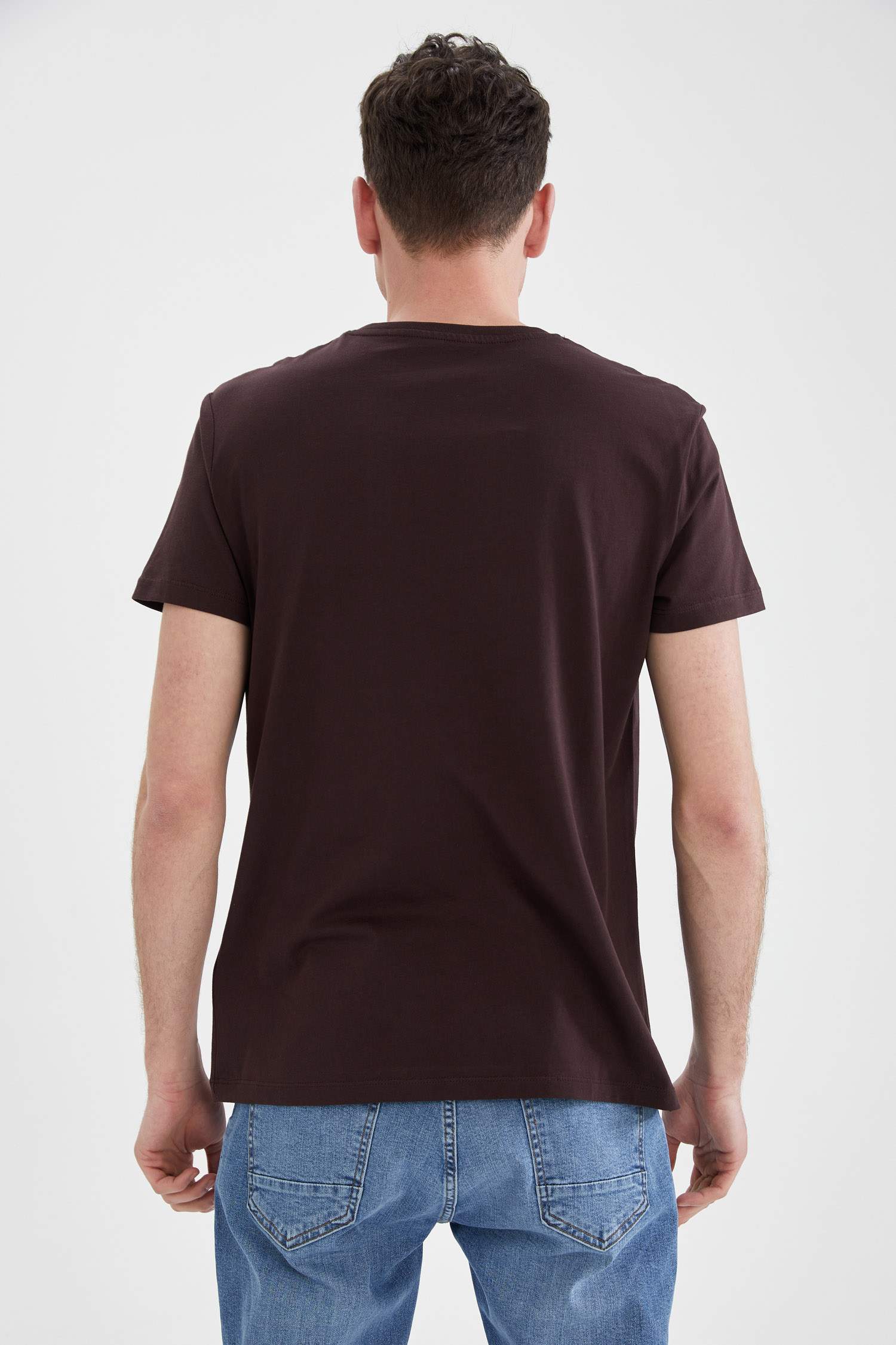 Slim Fit Bisiklet Yaka Baskılı Tişört