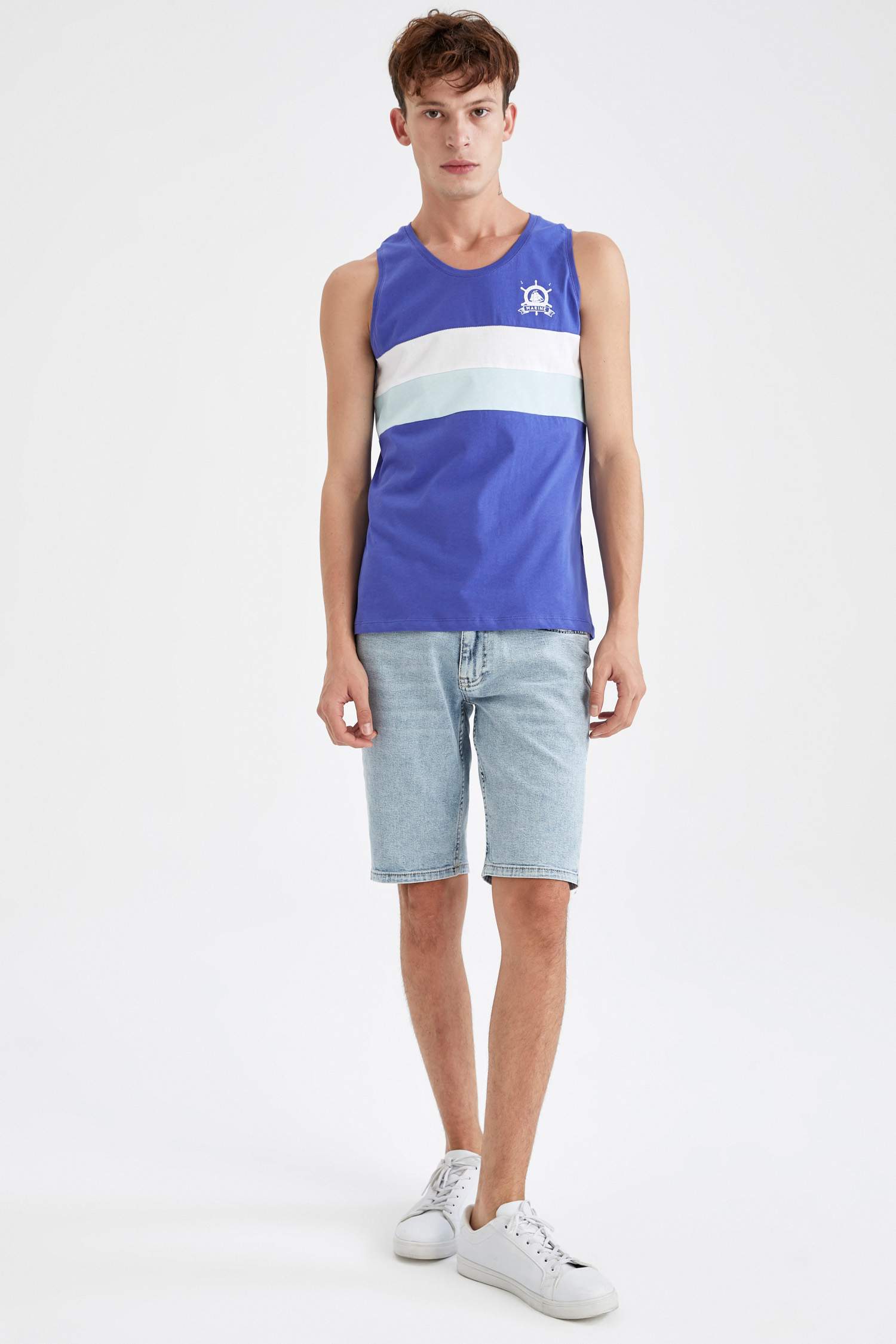 Slim Fit Baskılı Kolsuz Atlet