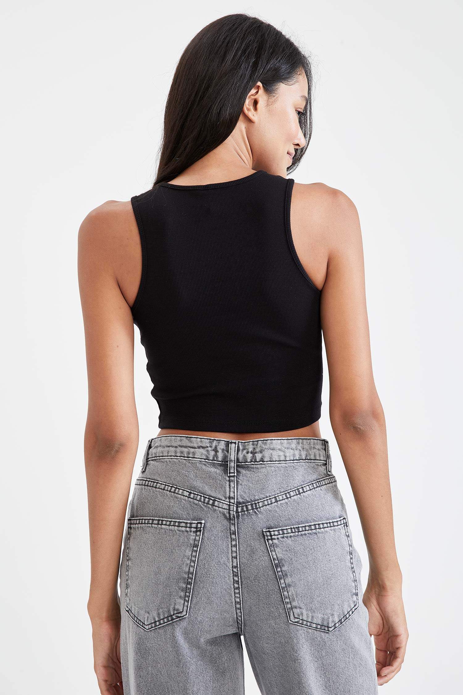 Halter Yaka Pamuklu Crop Top