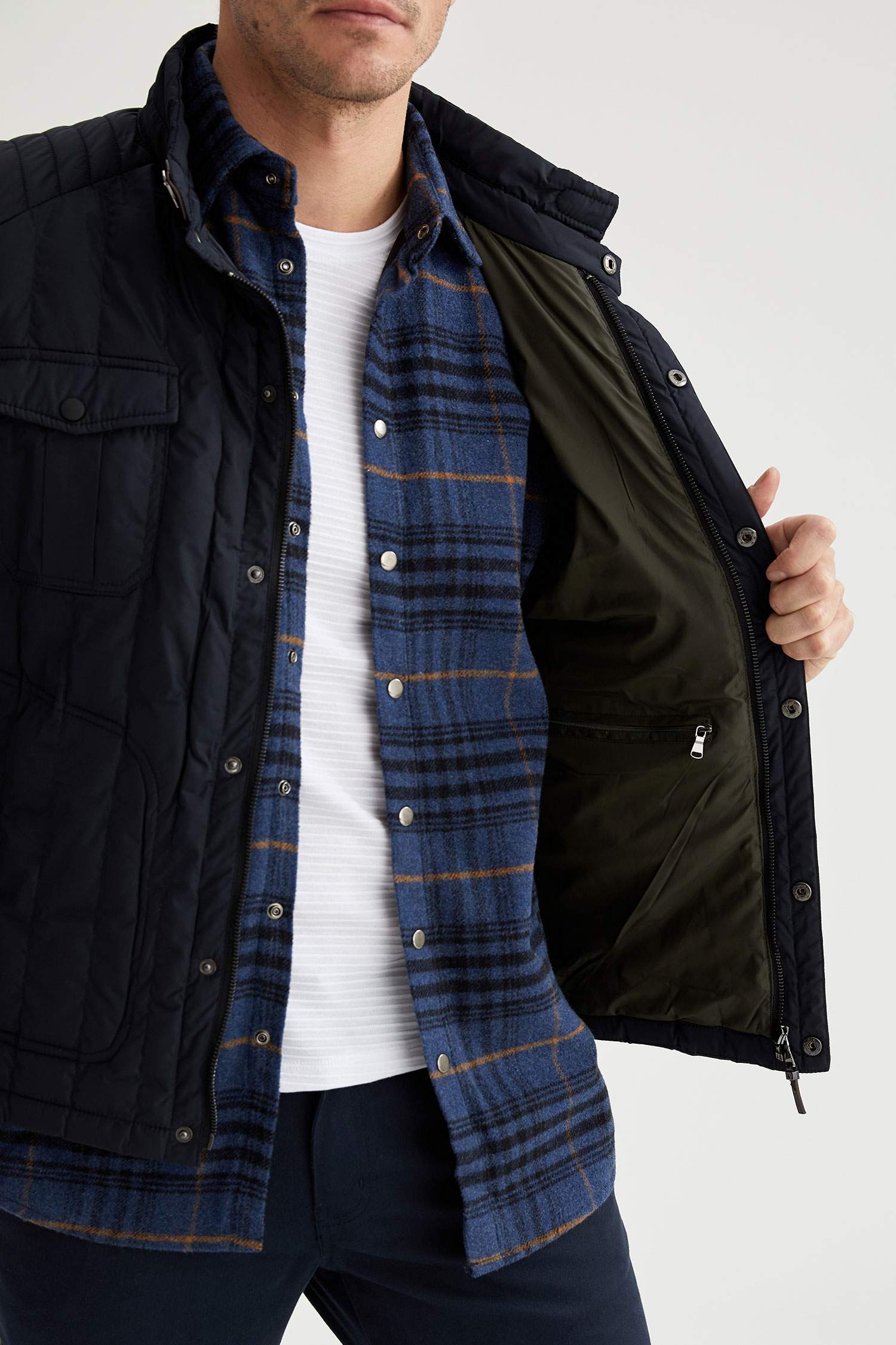 Slim Fit Dik Yaka Kapitone Mont