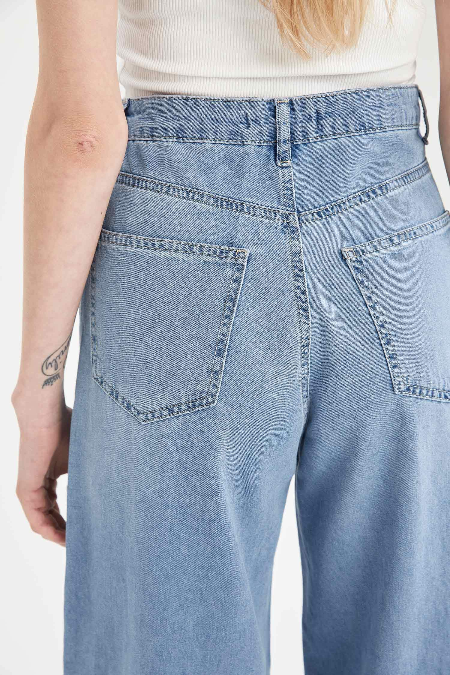 Geniş Paça Yüksek Bel Jean Pantolon