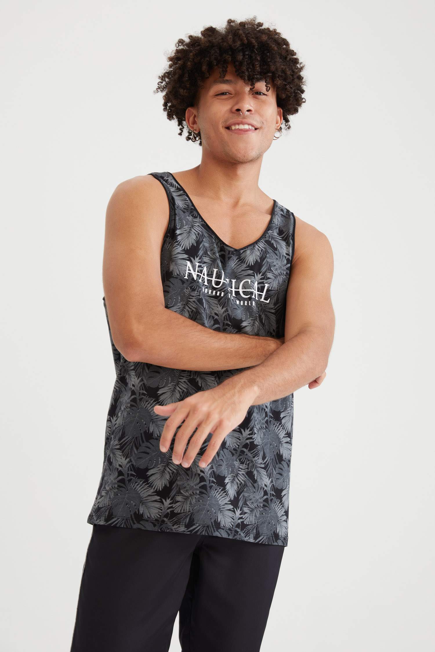 Slim Fit Baskılı Atlet