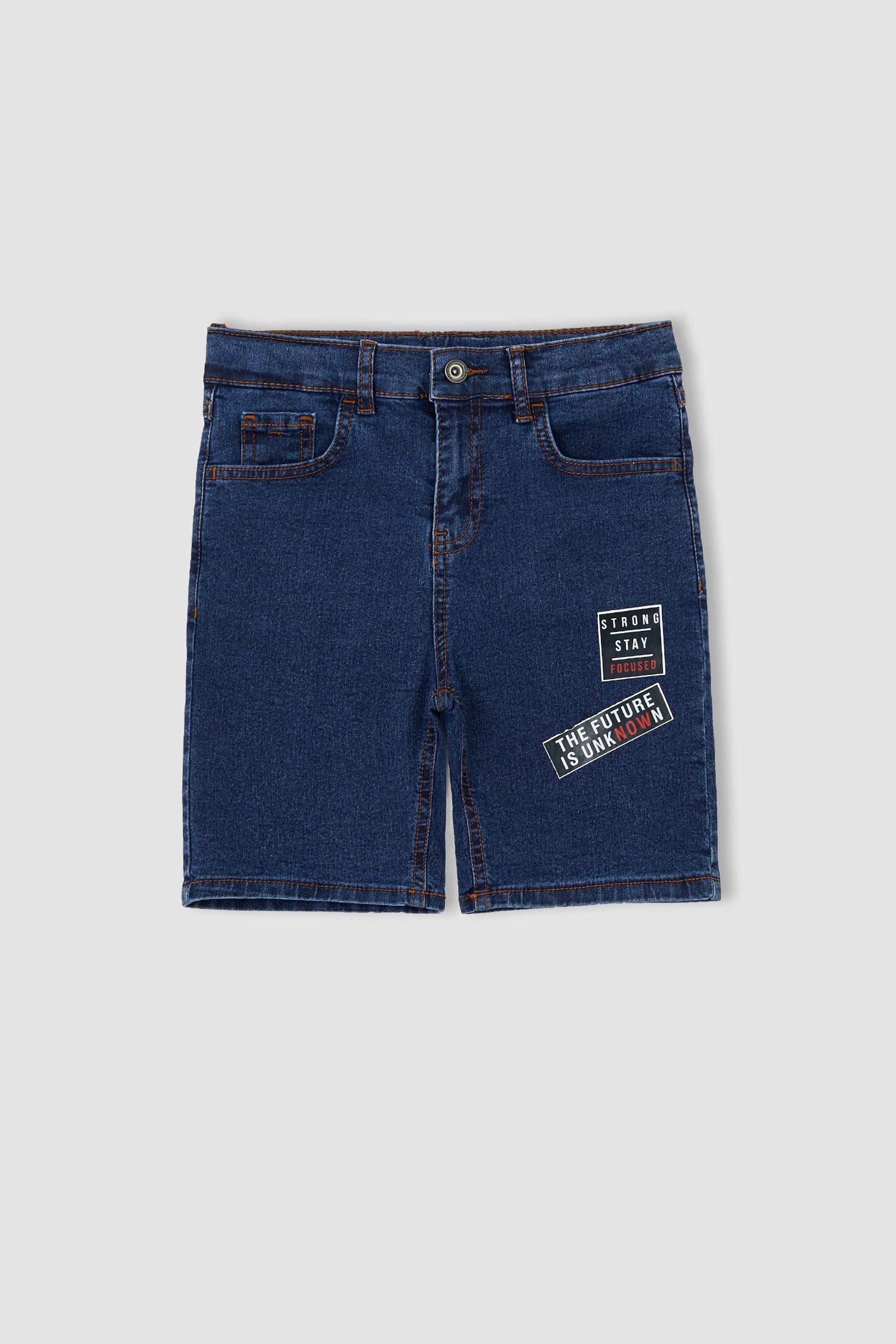 Erkek Çocuk Relax Fit Baskılı Jean Bermuda Şort
