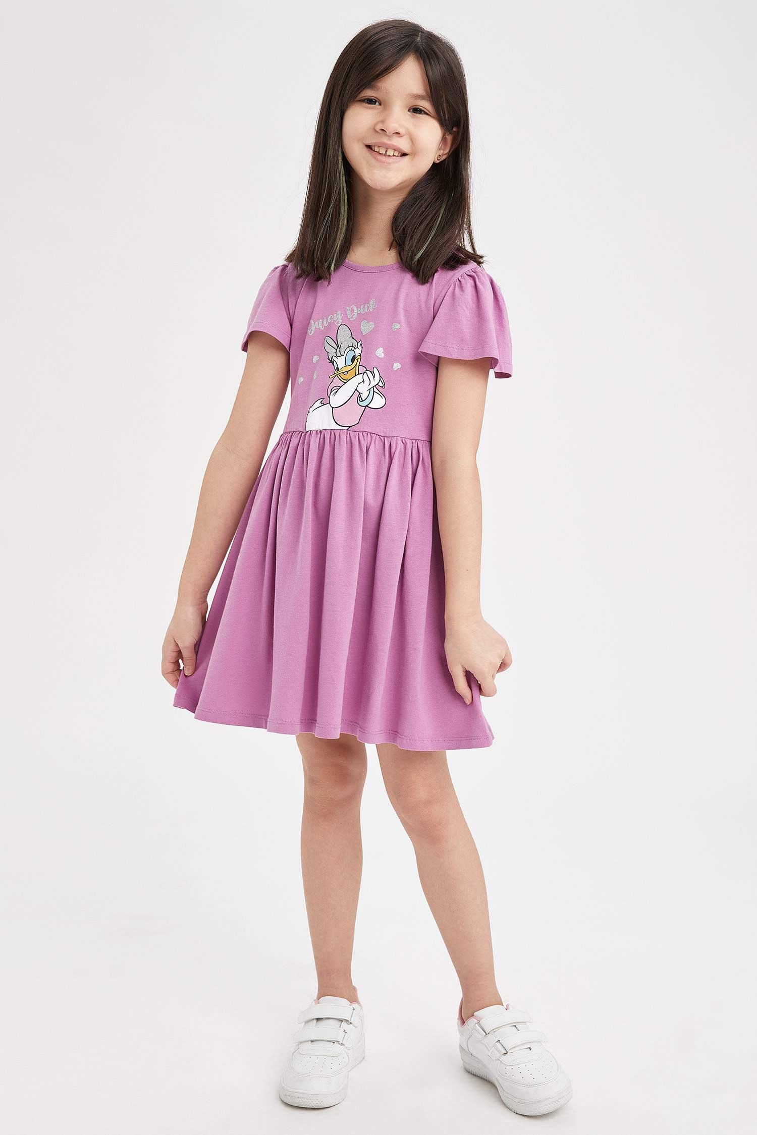 Kız Çocuk Daisy Duck Lisanslı Kısa Kol Elbise