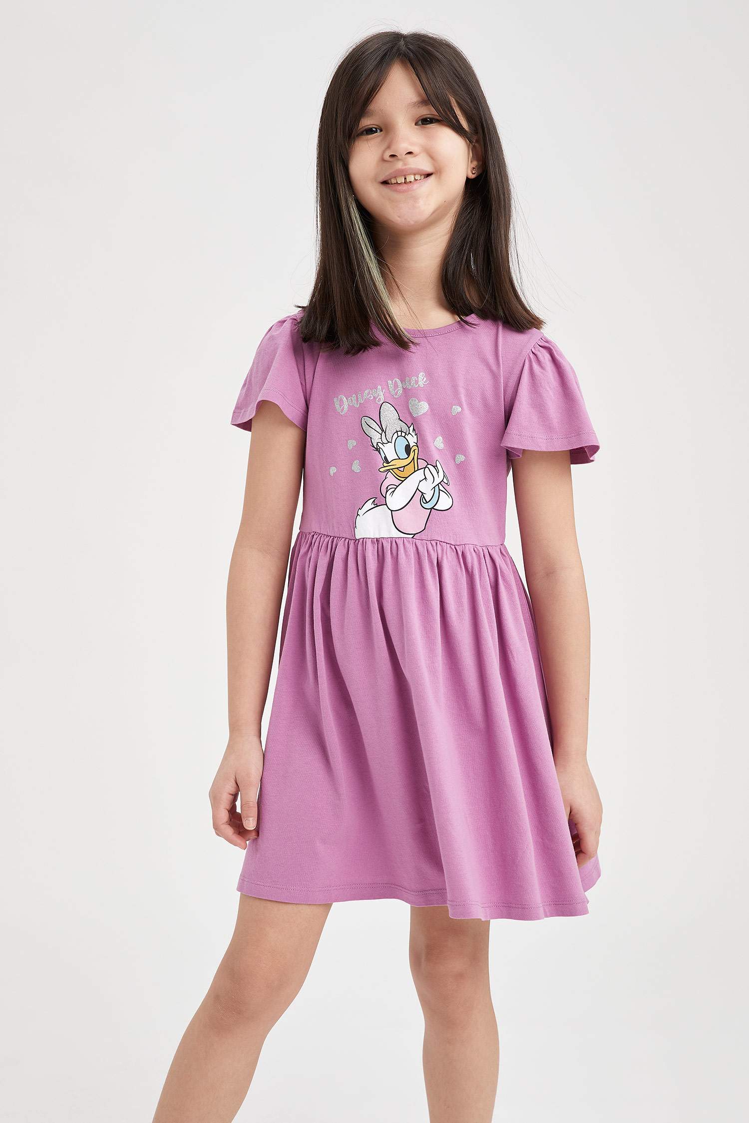 Kız Çocuk Daisy Duck Lisanslı Kısa Kol Elbise