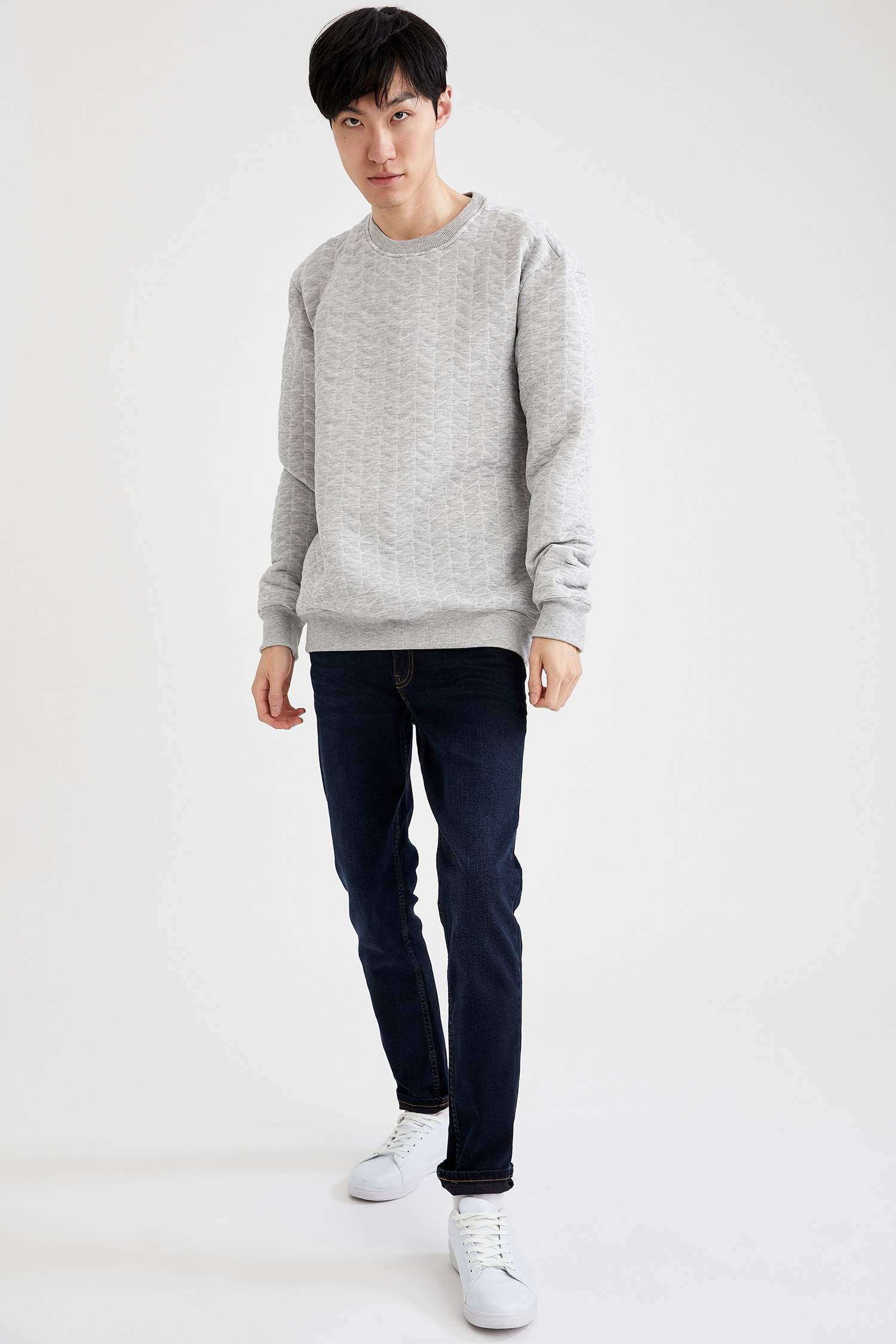 Desenli Regular Fit Bisiklet Yaka Sweatshirt