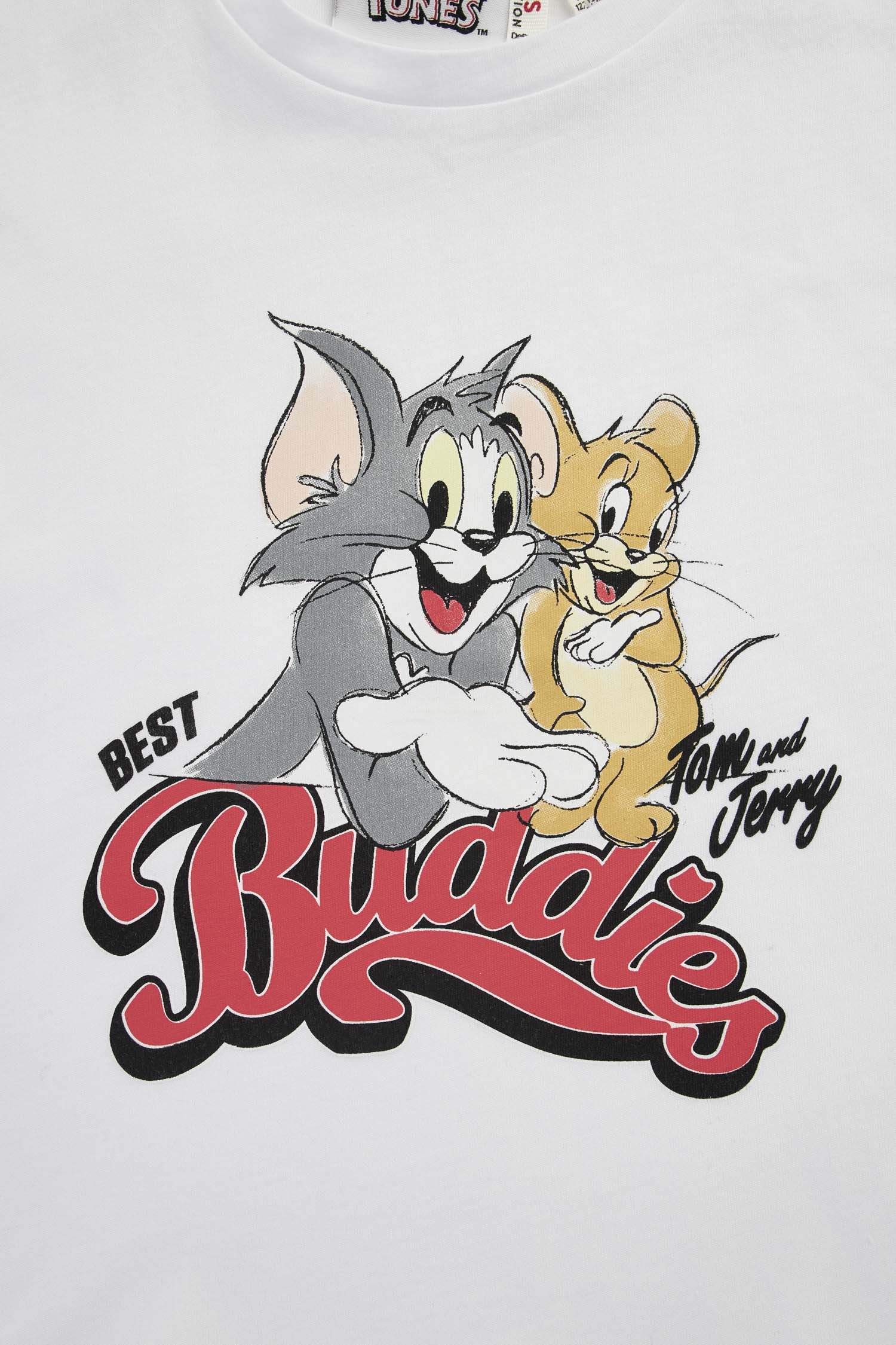 Kız Çocuk Tom Ve Jerry Lisanslı Crop Kısa Kollu Tişört