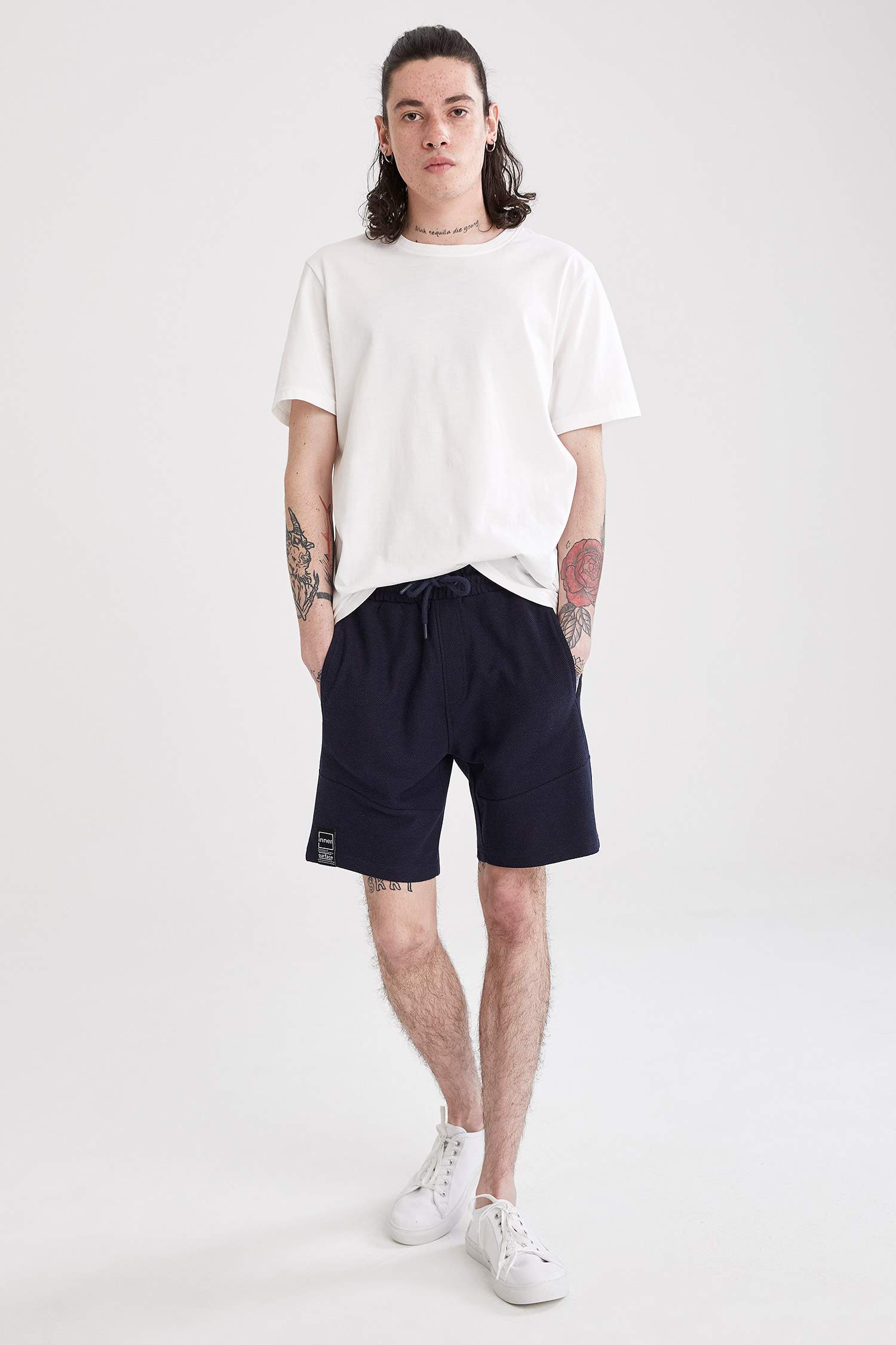 Slim Fit Beli Bağcıklı Basic Şort