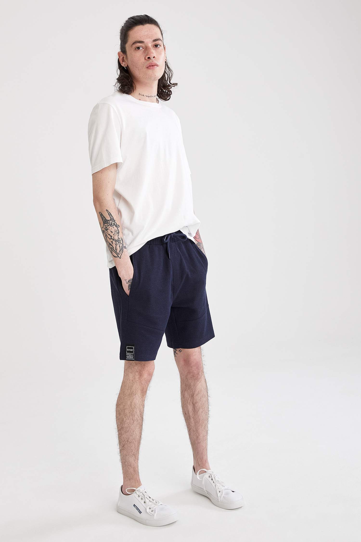 Slim Fit Beli Bağcıklı Basic Şort