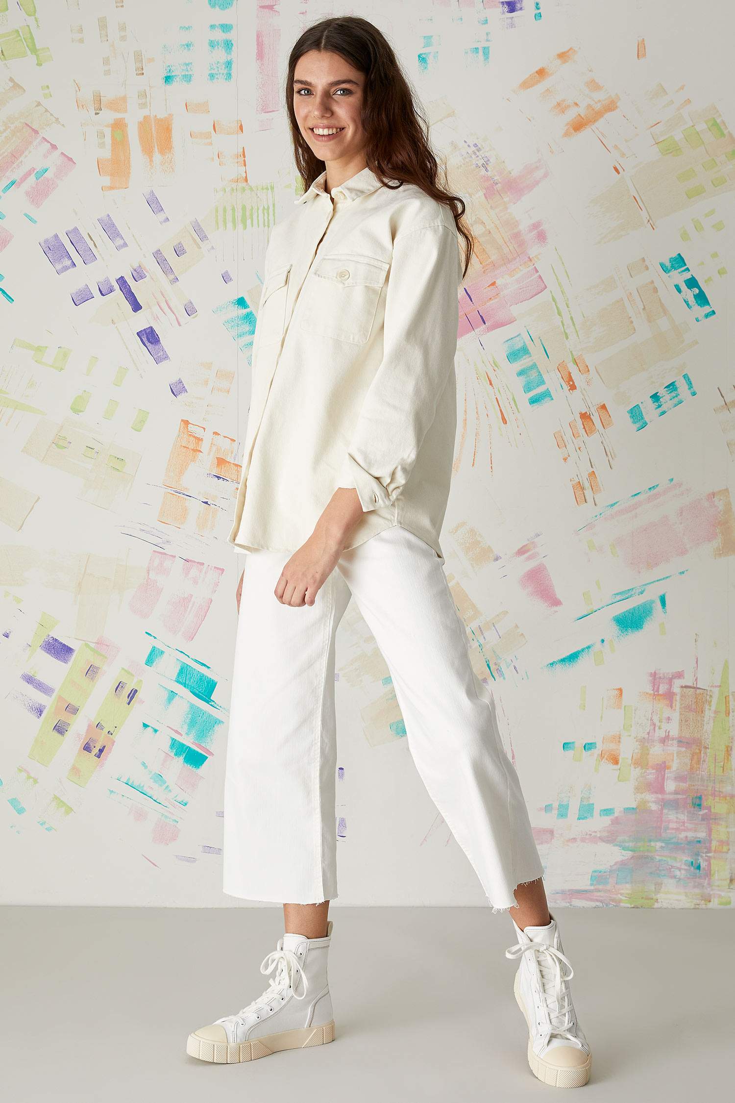 Retro Düğmeli Cep Detaylı Oversize Fit Tunik Ceket