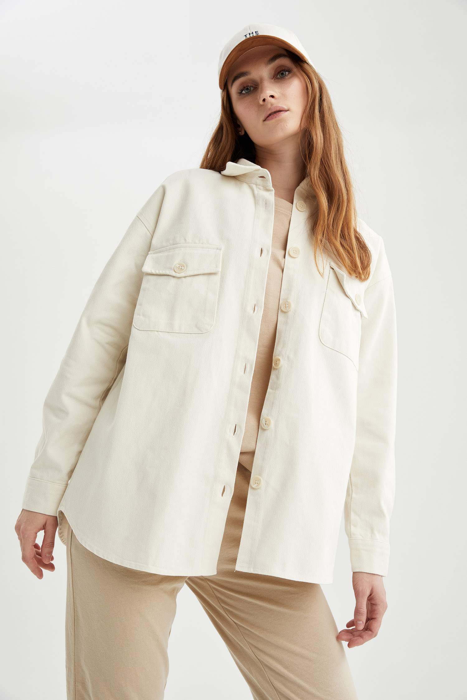 Retro Düğmeli Cep Detaylı Oversize Fit Tunik Ceket