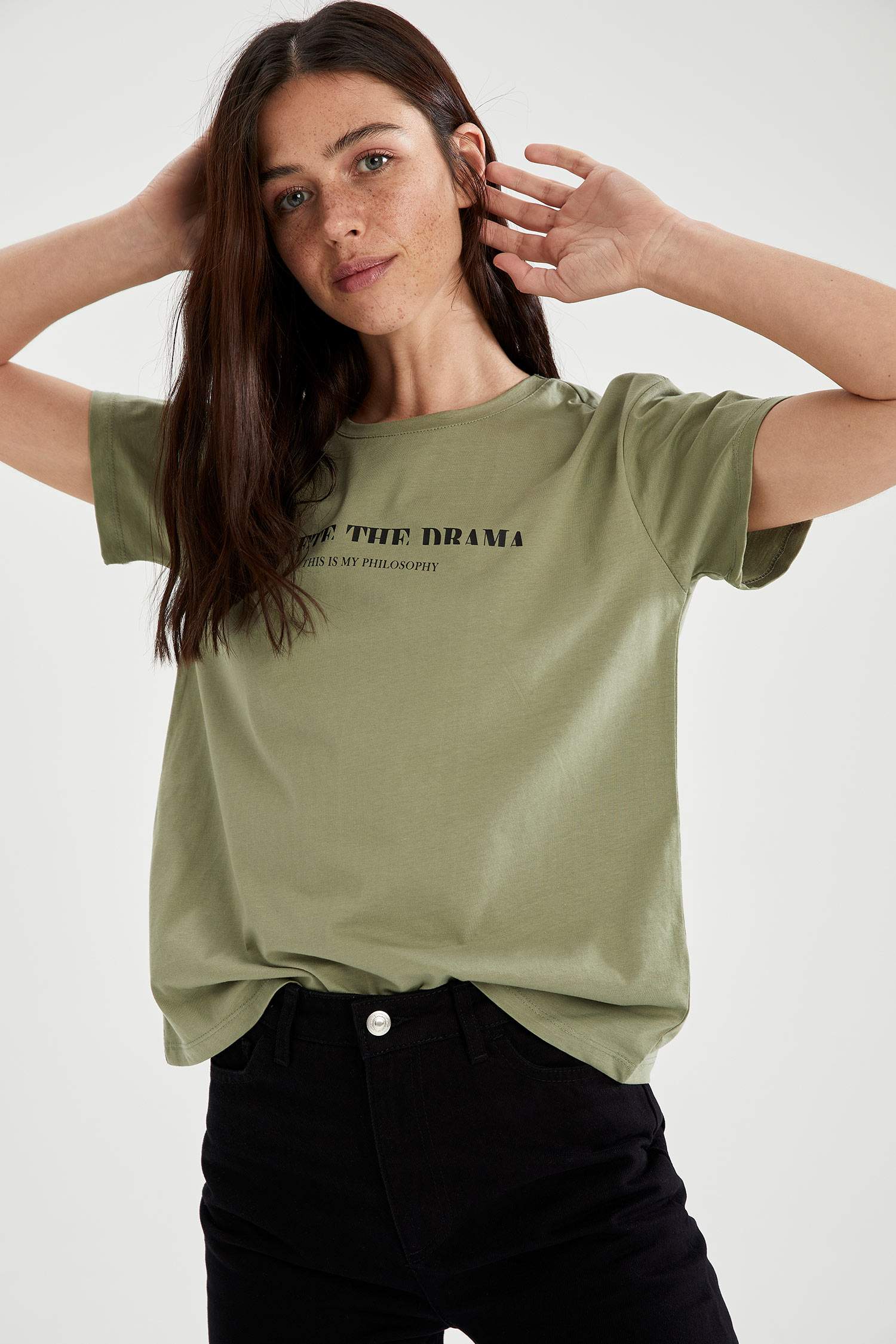 Slogan Baskılı Pamuklu Relax Fit Kısa Kollu Tişört