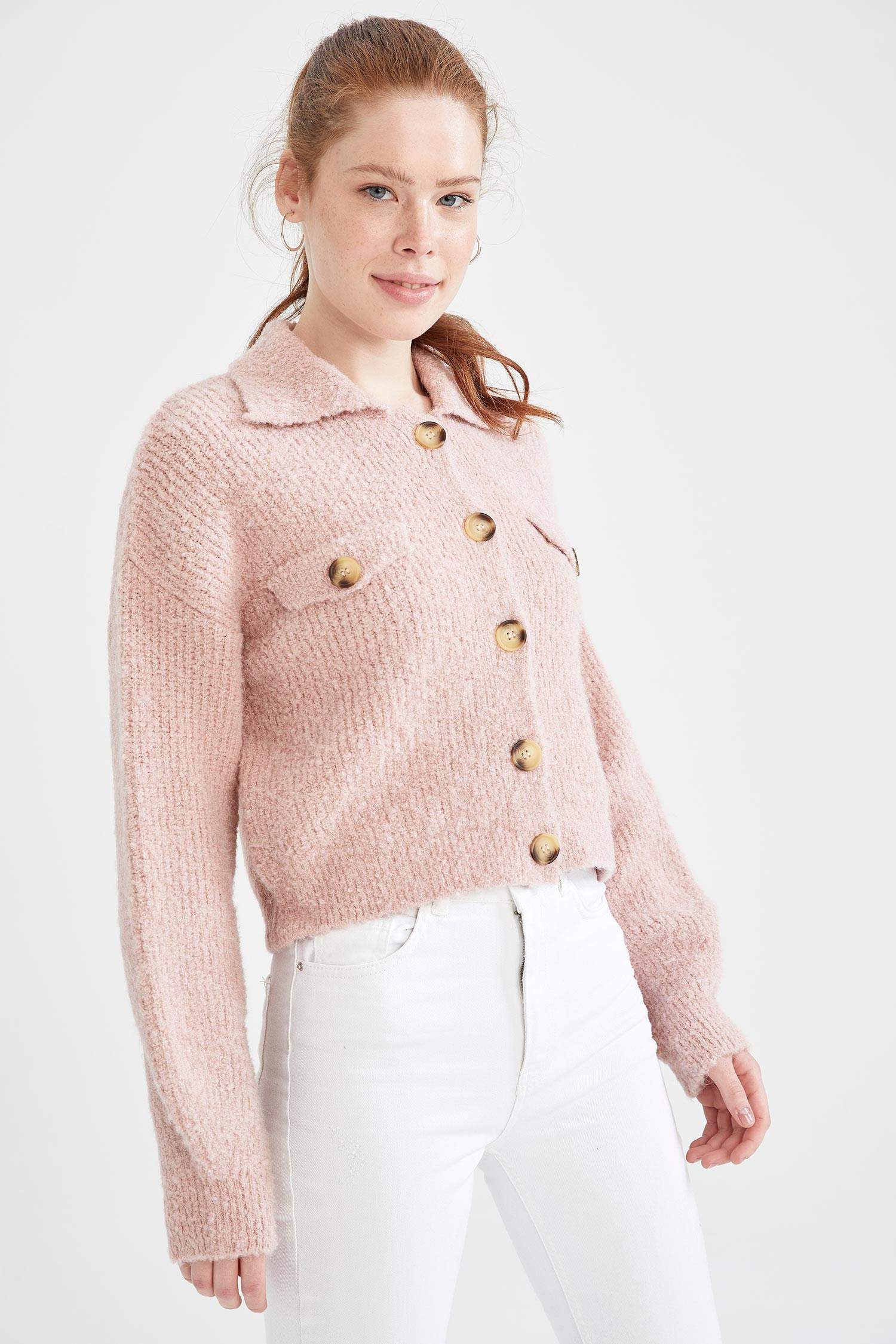 Coool Polo Yaka Relax Fit Crop Triko Hırka