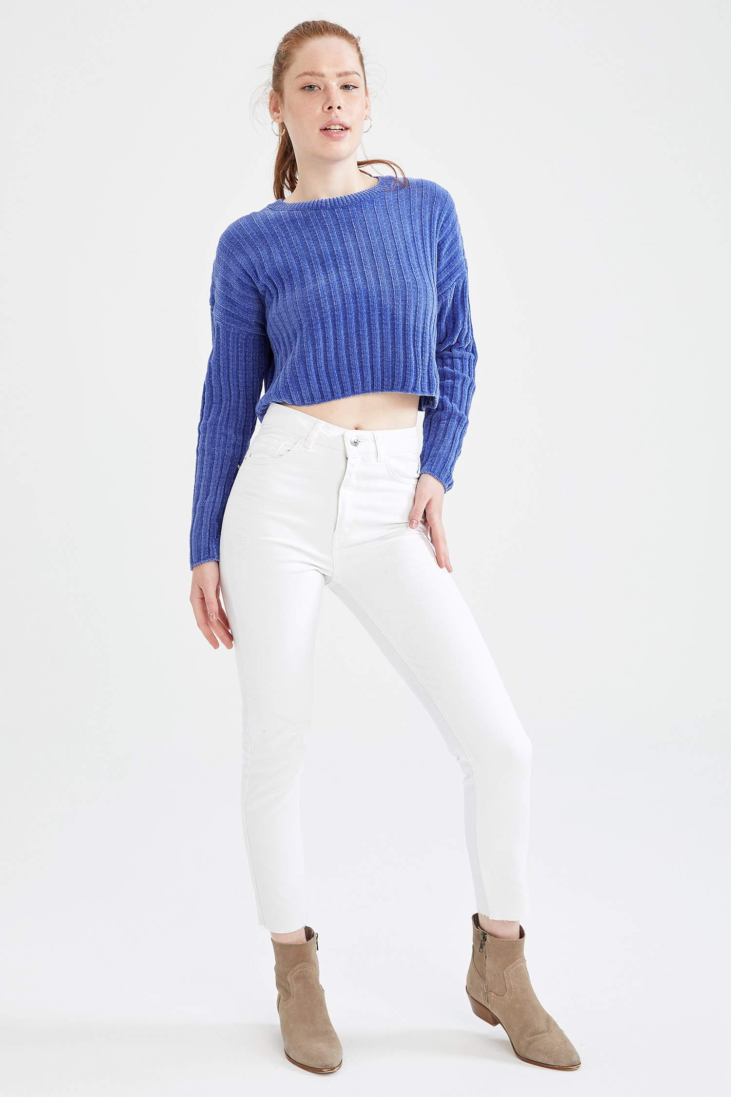 Coool Basic Kadife Crop Triko Kazak