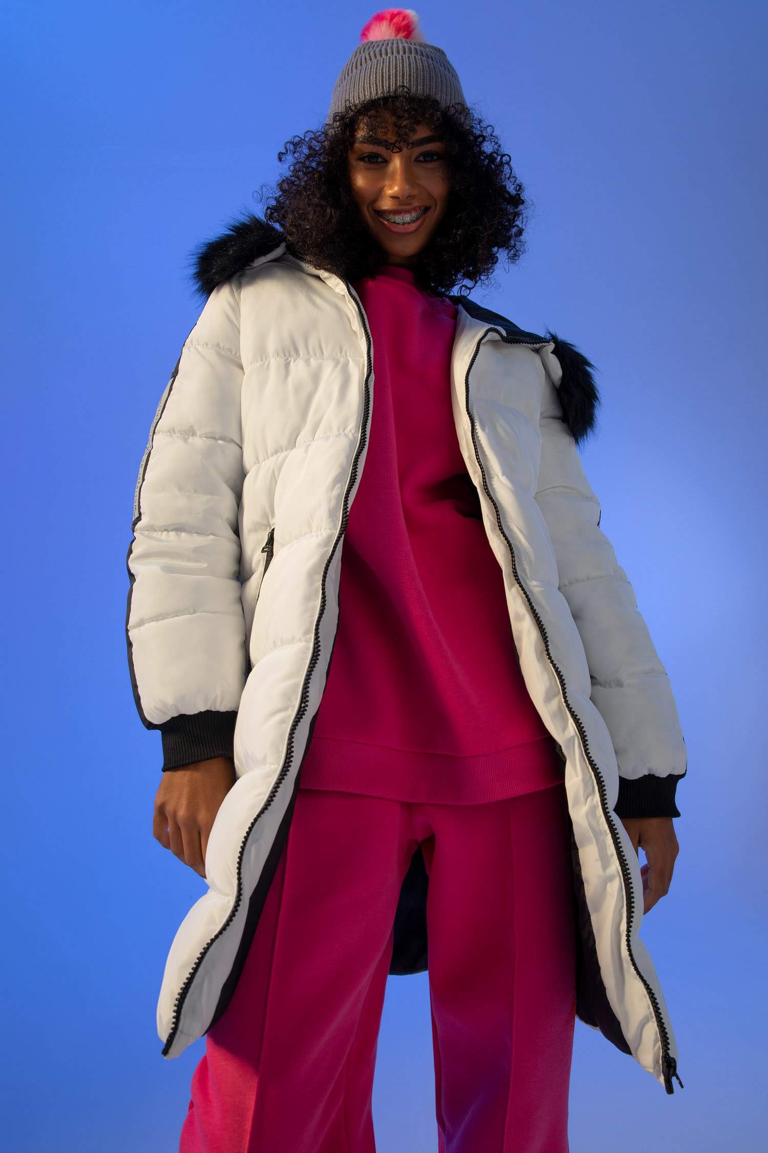 Regular Fit Kapüşonlu Suni Kürklü Baskılı Isı Yalıtımlı Warmtech Su Geçirmez Dolgulu Mont Parka