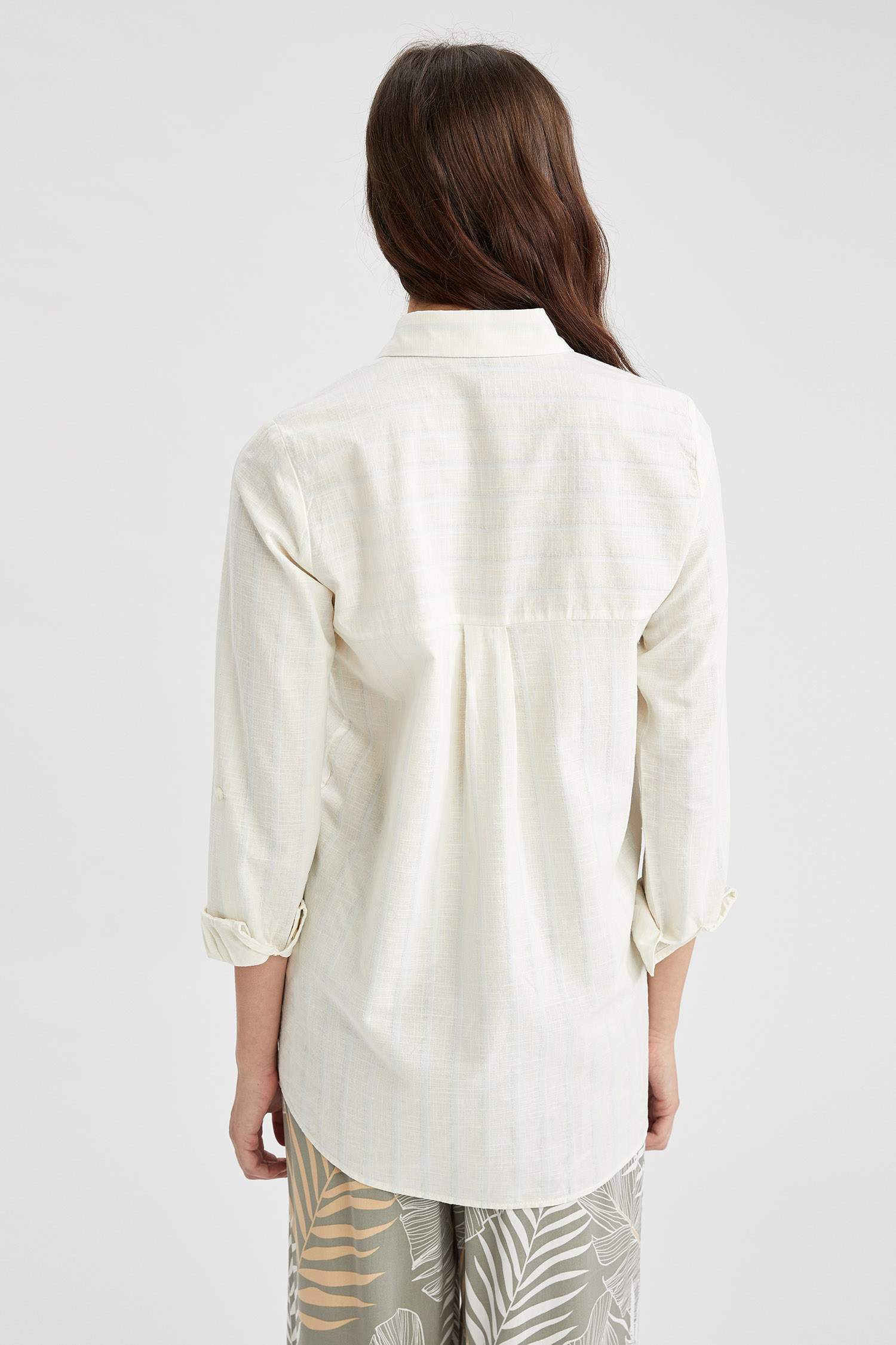 Çizgili Relax Fit Dokuma Poplin Gömlek Tunik
