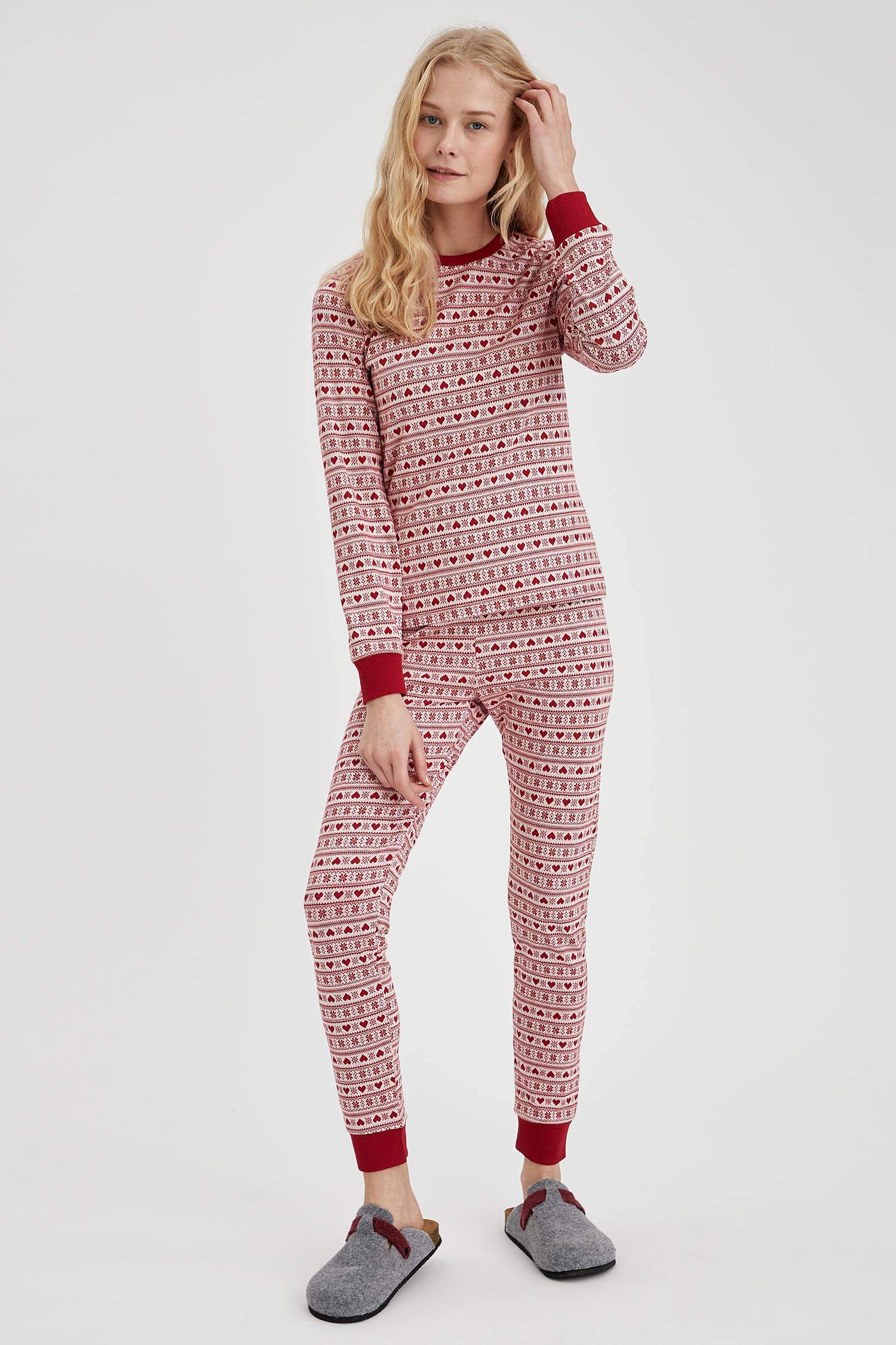 Kalp Desenli Pijama Altı