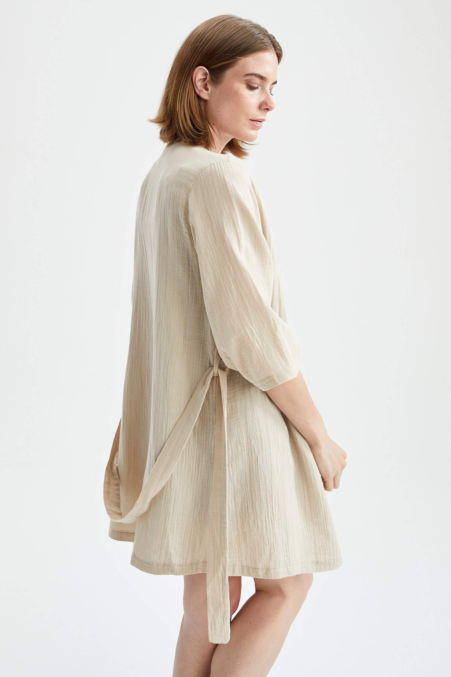 Basic Kuşaklı Pamuklu Yazlık Kimono
