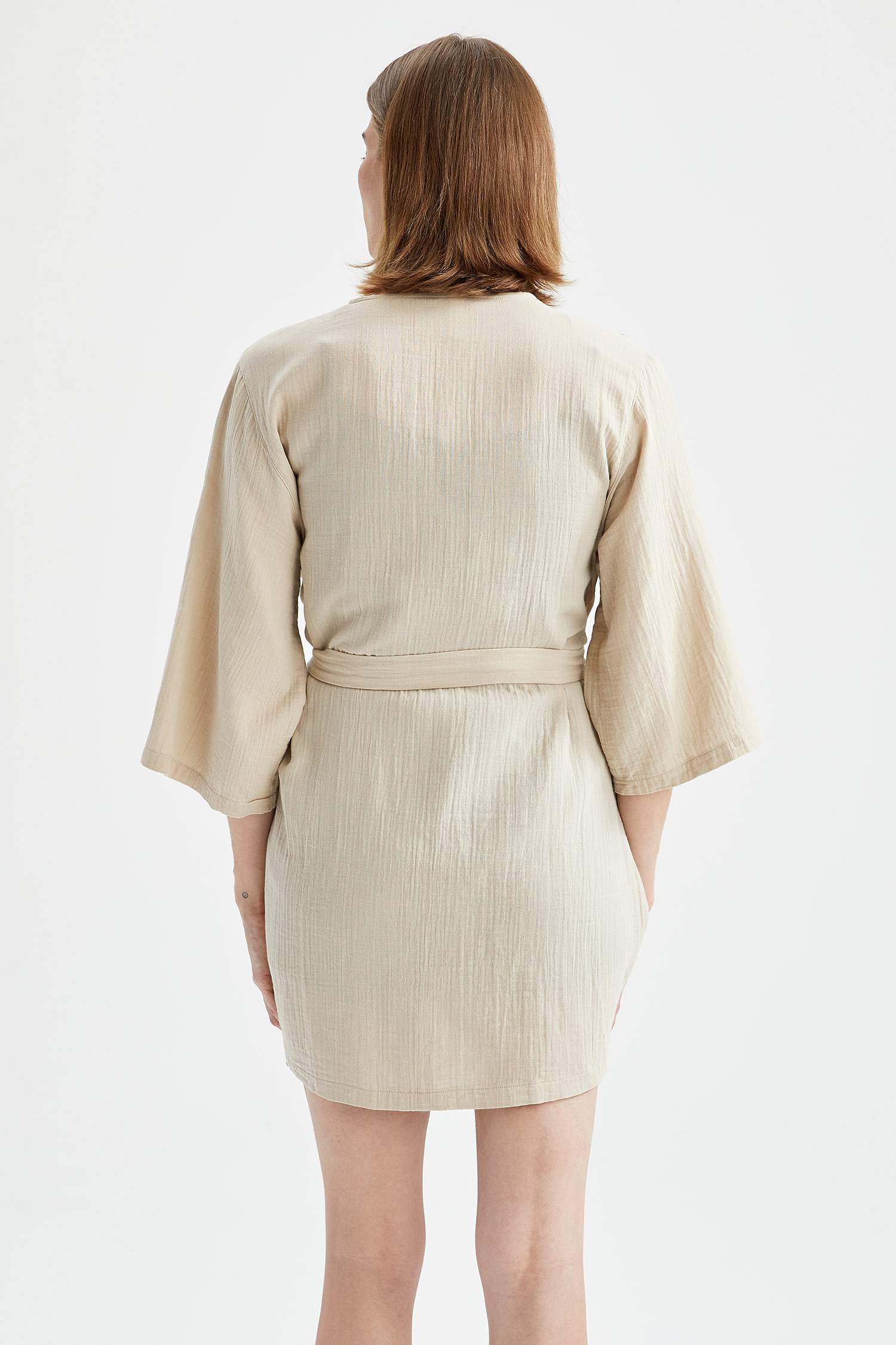 Basic Kuşaklı Pamuklu Yazlık Kimono